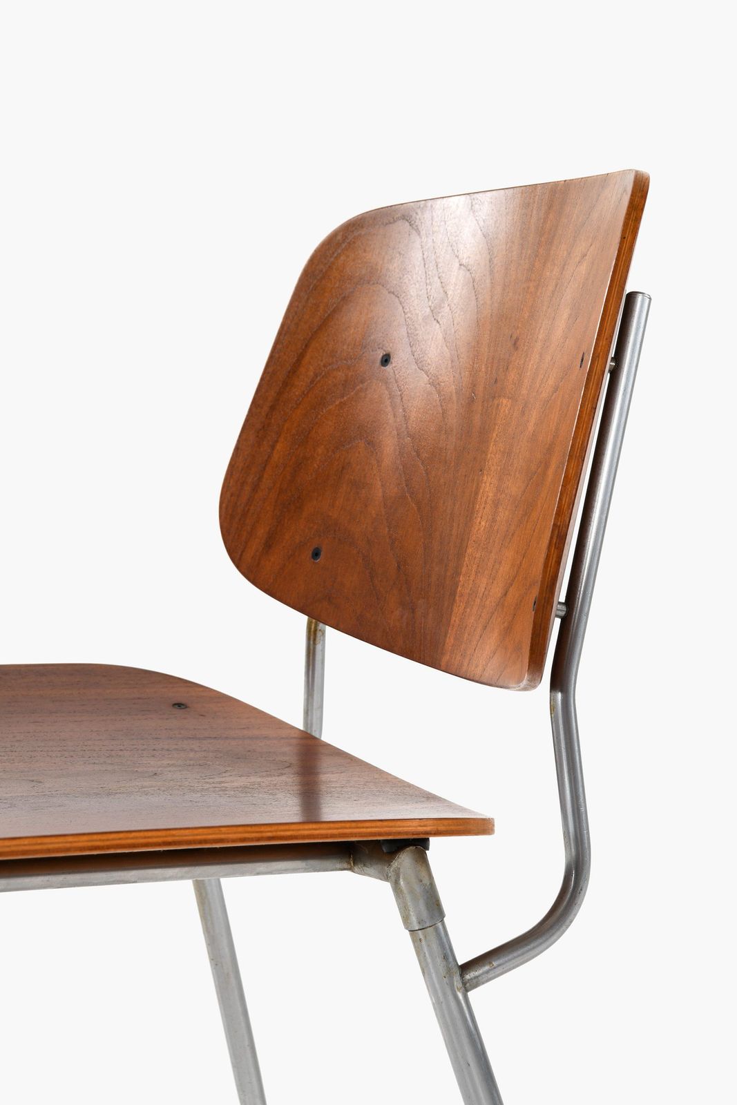 Set Of 6 Dining Chairs And 2 Armchairs In Teak With Steel By Børge Mogensen photo vintage