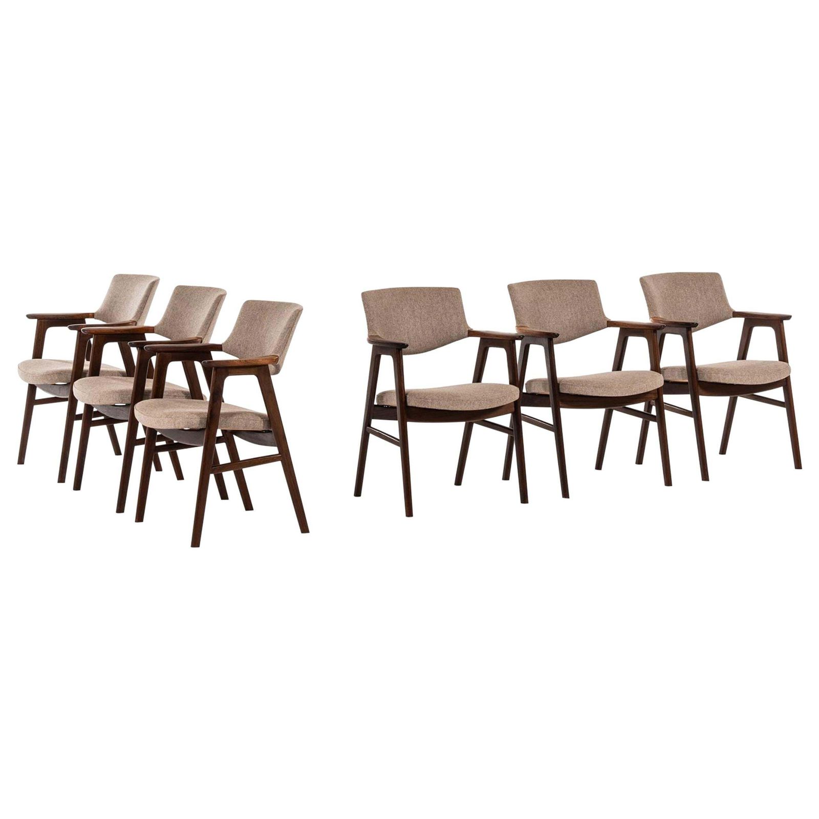 Erik Kirkegaard Armchairs / Dining Chairs By Høng Stolefabrik In Denmark