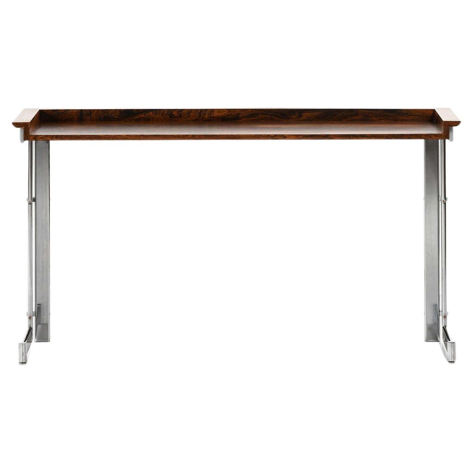 Side Table In Rosewood And Chromed Steel By Jan Lunde Knudsen, 1960's
