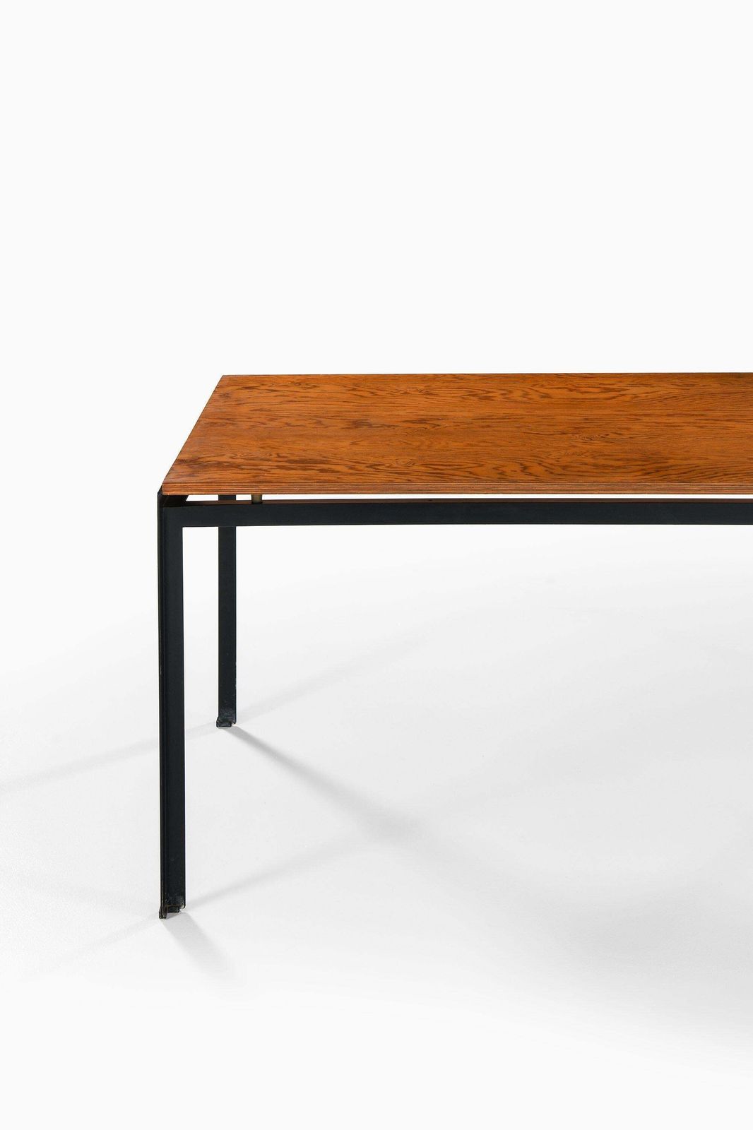 Academy Table In Black Lacquered Steel And Pine By Poul Kjærholm, 1950's photo vintage