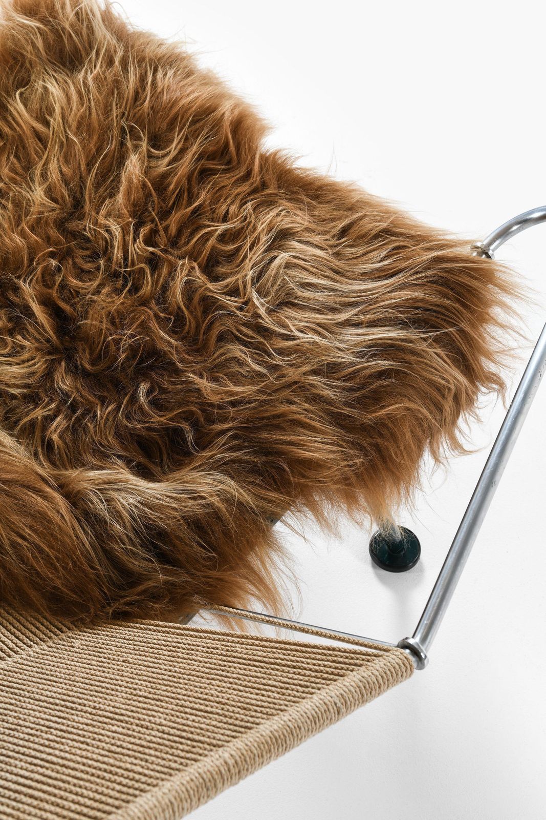 Lounge Chair In Metal And Sheepskin By Hans Wegner, 1960s photo vintage