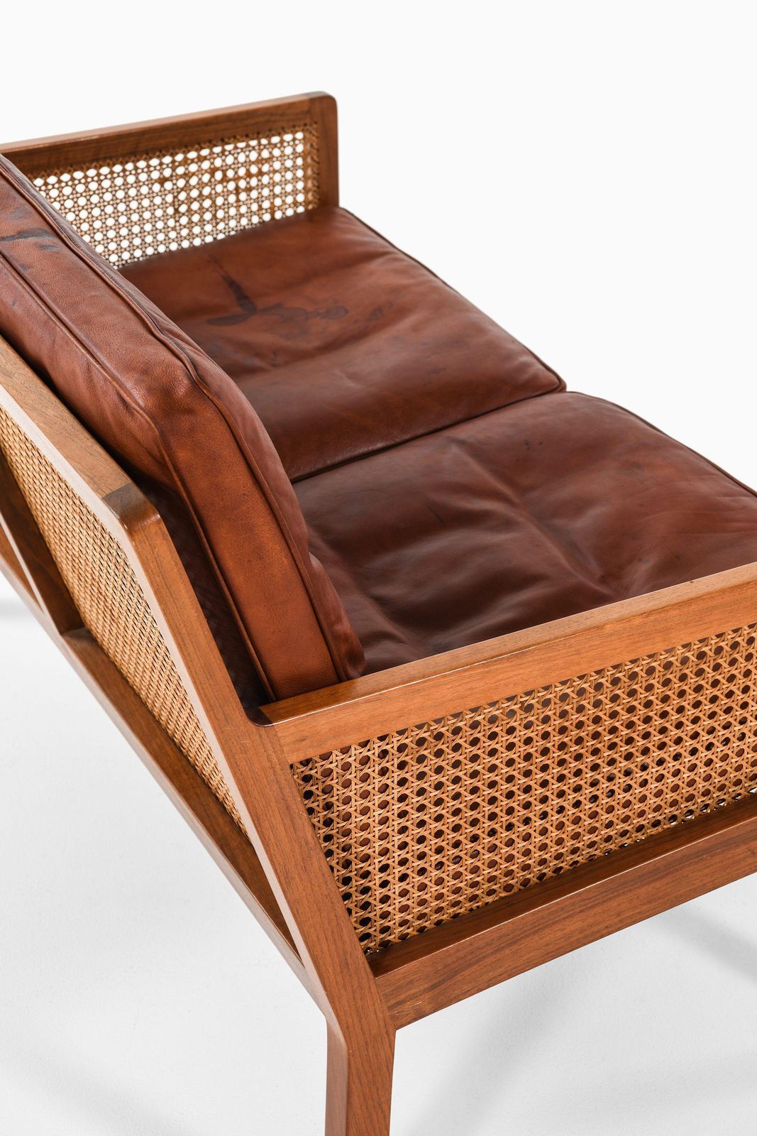 Sofa In Walnut, Cane And Original Leather By Bernt Petersen, 1964 photo Furniture