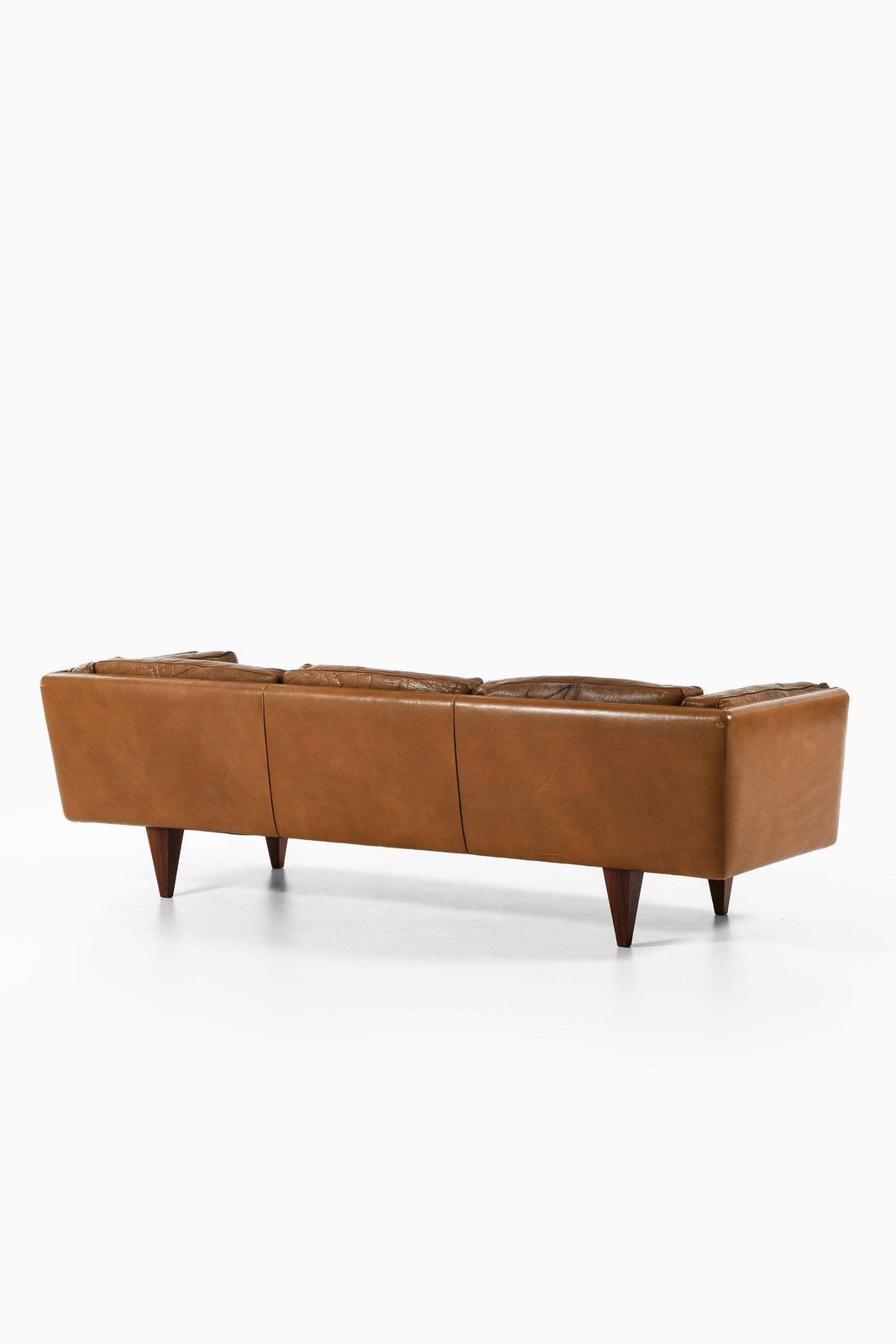 Sofa In Rosewood And Original Brown Leather By Illum Wikkelsø, 1960's photo for sale