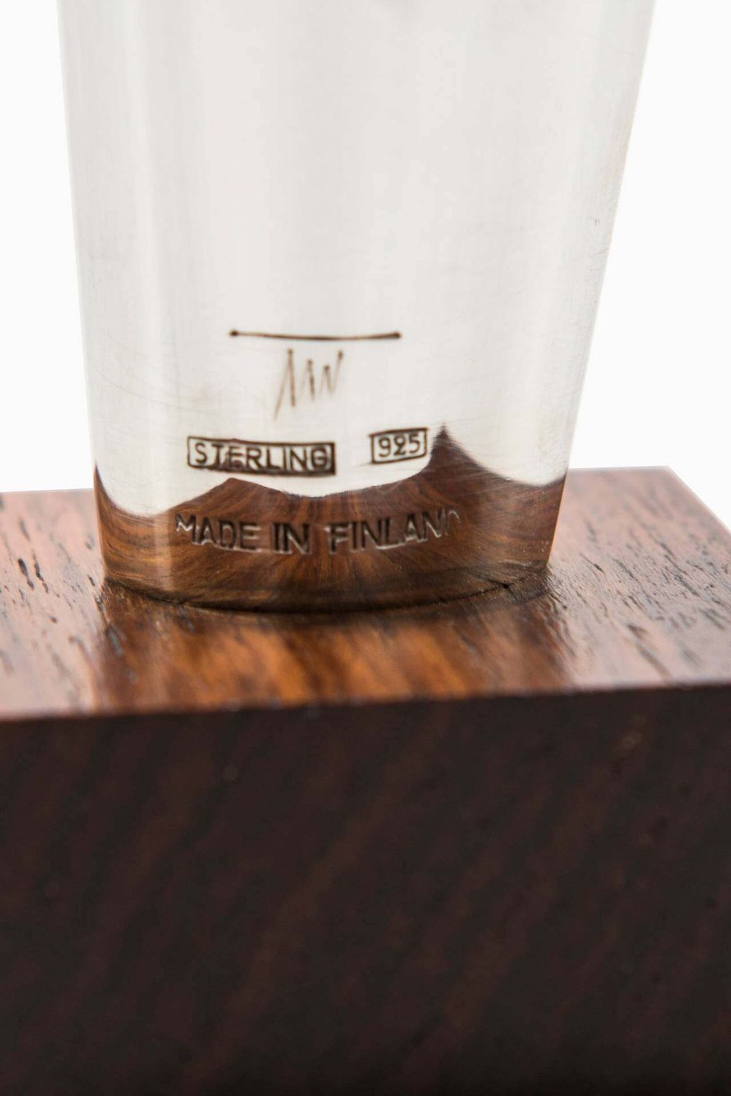 Tapio Wirkkala Sterling Silver Vase On Rosewood Base Model Tw17 photo for sale