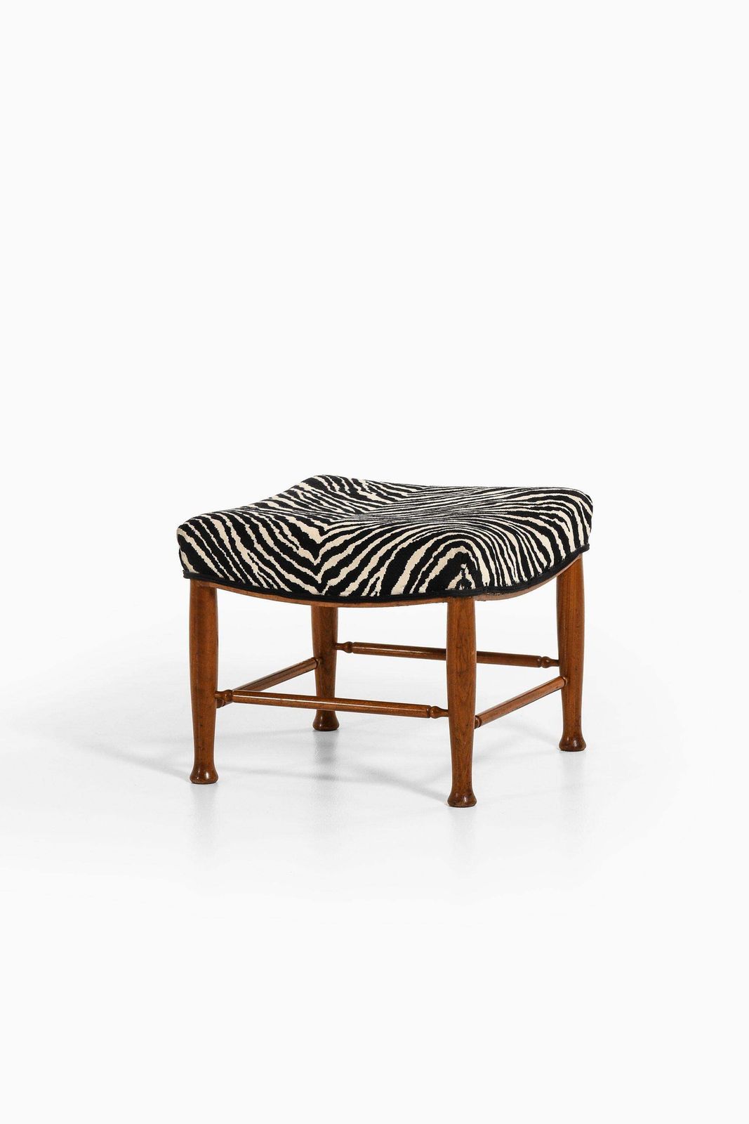 Stool In Mahogany And Reupholstered In Aino Aalto Fabric By Josef Frank, 1950's photo furniture