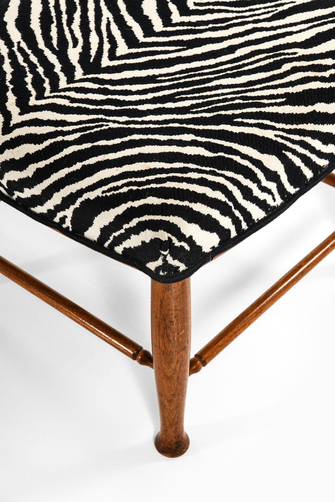 Stool In Mahogany And Reupholstered In Aino Aalto Fabric By Josef Frank, 1950's photo 4247.0