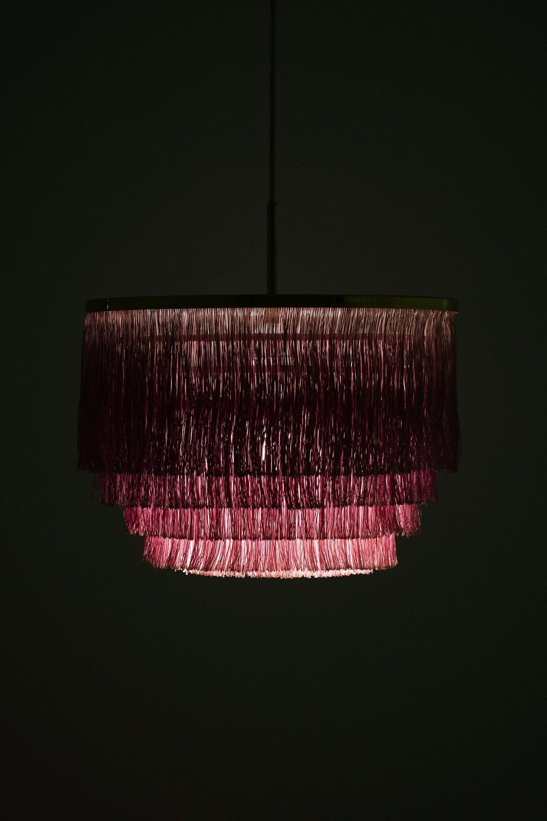 Ceiling Lamp In Brass And Silk Fringes By Hans Agne Jakobsson, 1960's photo for sale