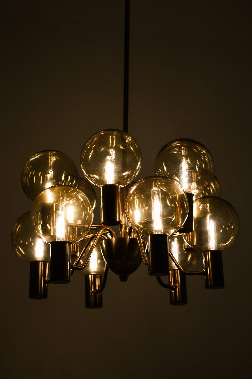 Ceiling Lamp In Brass And Glass By Hans Agne Jakobsson, 1960's photo for sale