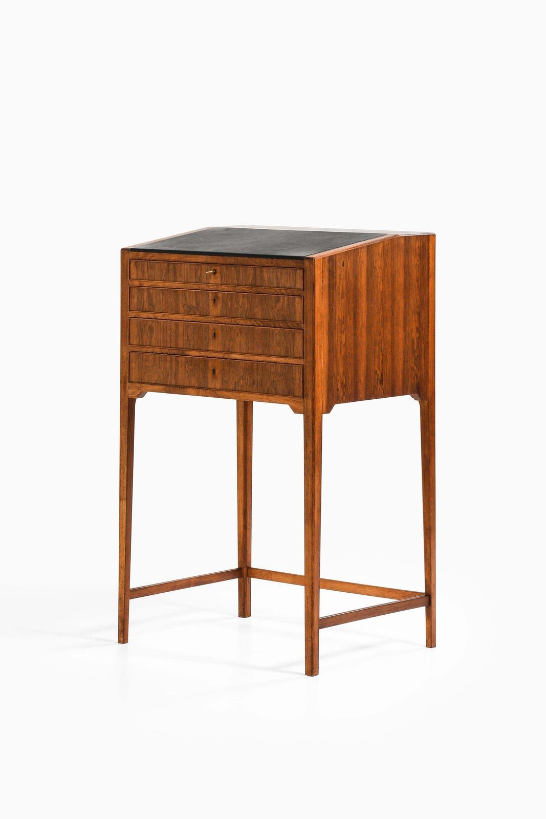 Freestanding Cabinet In Rosewood, Brass And Leather By Frits Henningsen, 1950's photo for sale