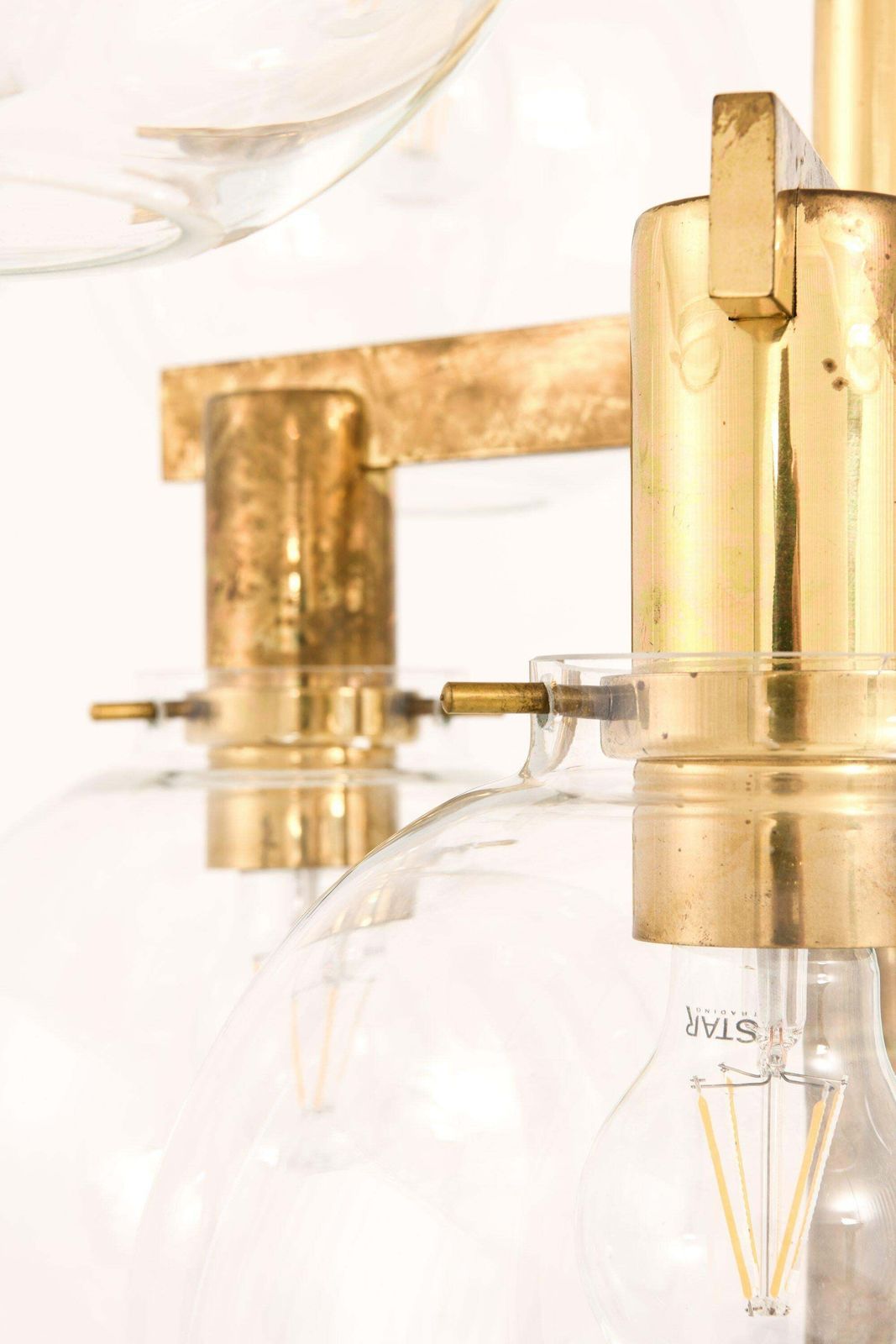 Small Ceiling Lamp Chandelier In Brass And Glass By Hans Agne Jakobsson, 1950's photo Lighting