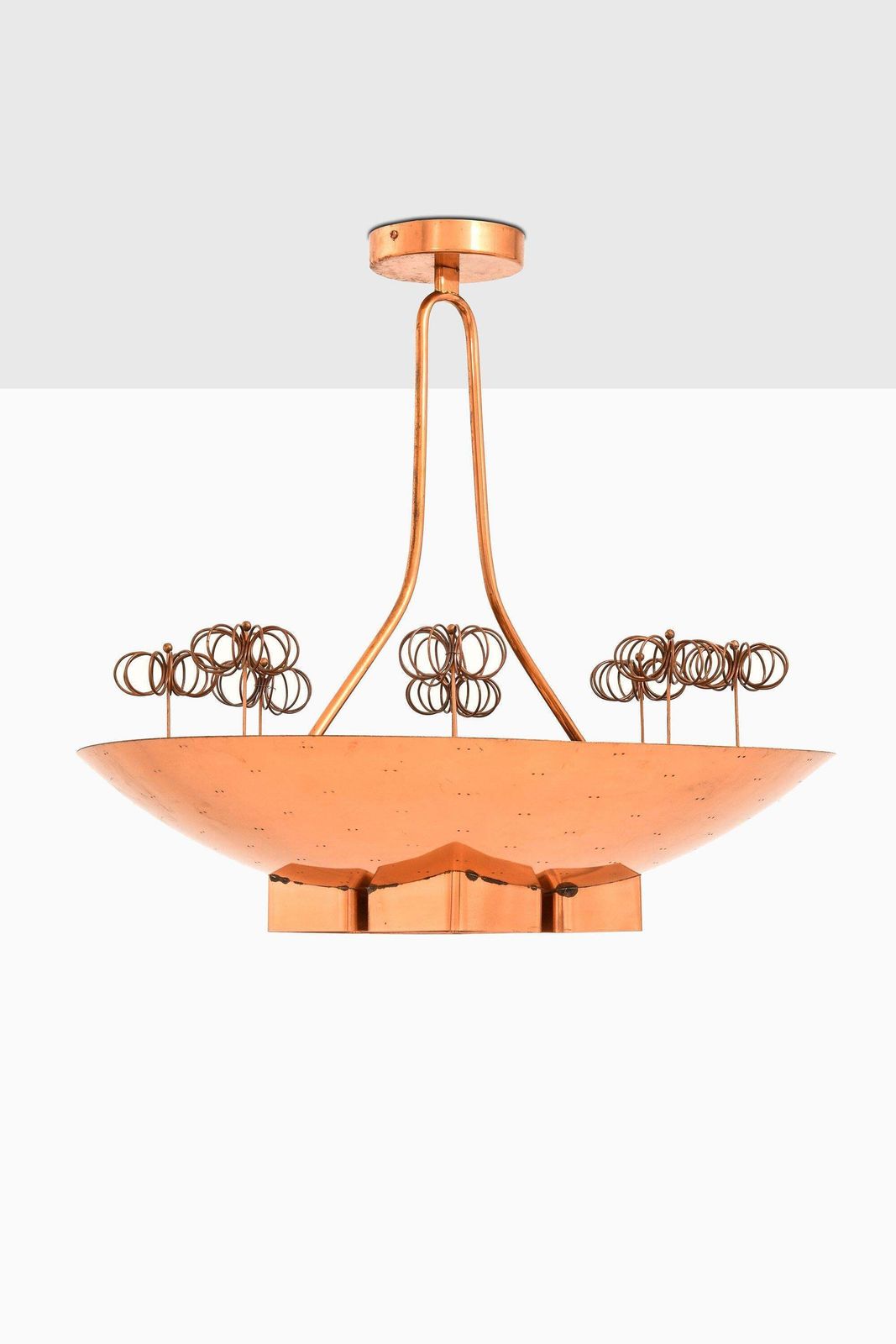 Ceiling Lamp In Copper And Brass By Paavo Tynell, 1940's, Taito Oy photo furniture