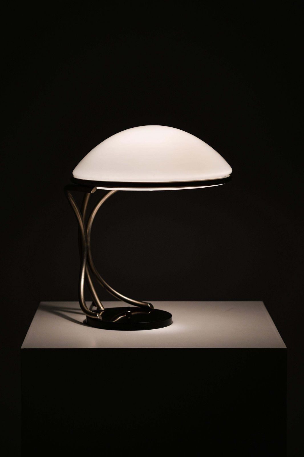 Rare Art Deco Table Lamp In Glass And Pewter, 1930's photo 2548.0
