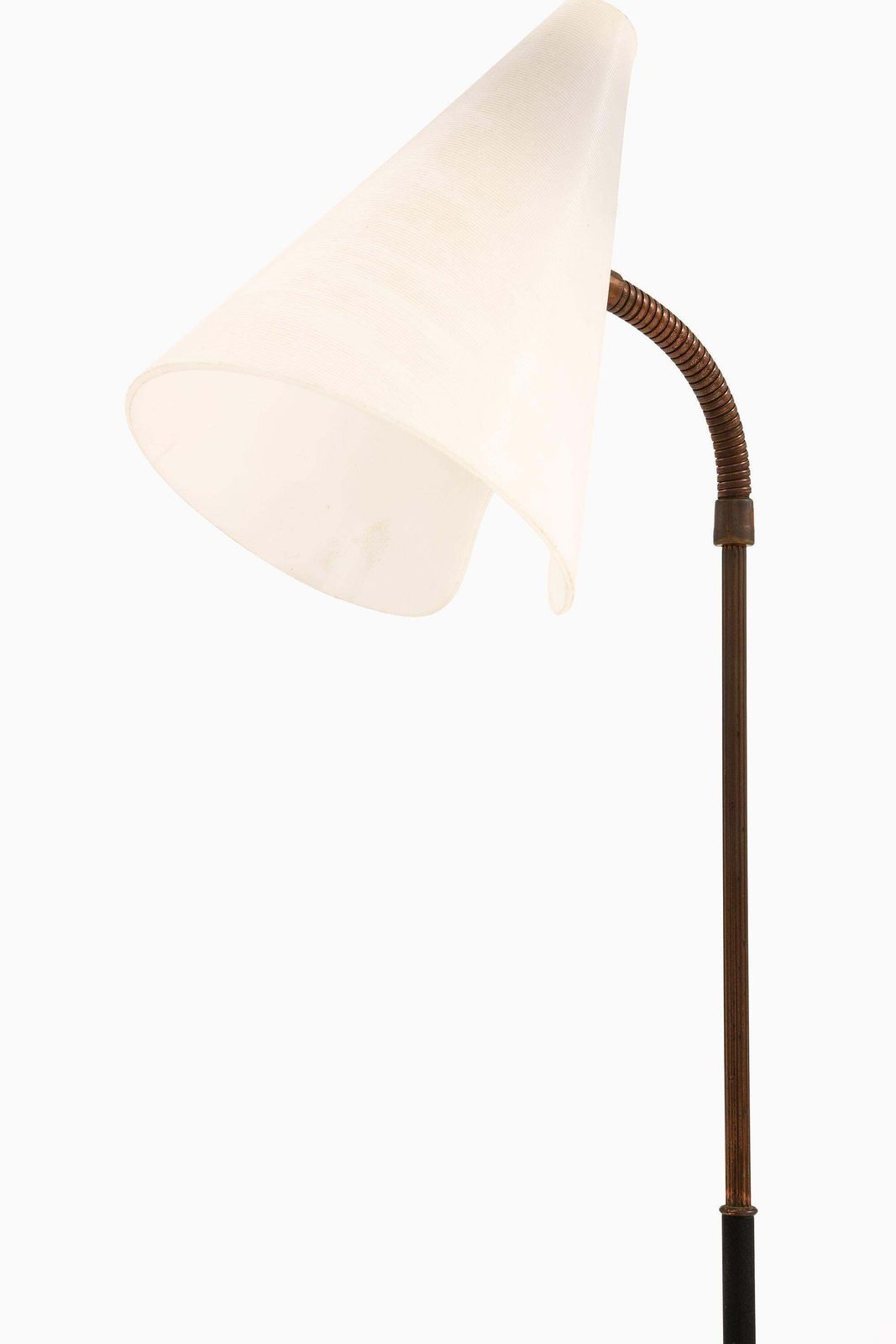Rare Floor Lamp In Black Lacquered Metal, Brass And White Plastic, 1950’s photo furniture