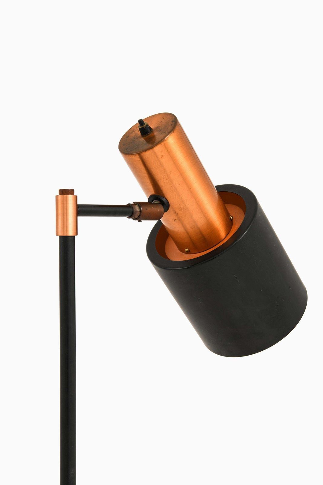Floor Lamp In Black Lacquered Metal, Copper And Teak By Jo Hammerborg, 1950's photo Lighting