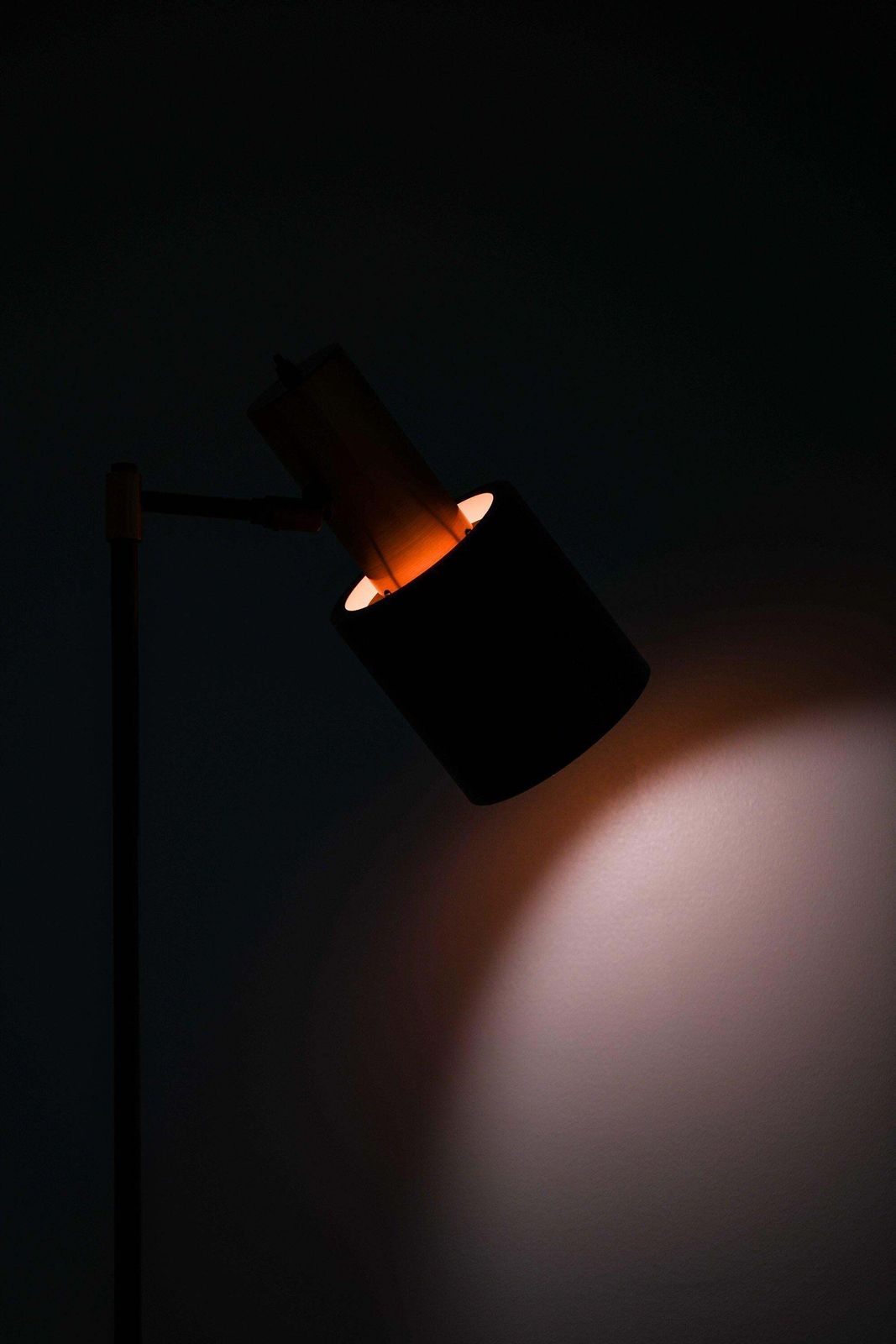 Floor Lamp In Black Lacquered Metal, Copper And Teak By Jo Hammerborg, 1950's photo buy