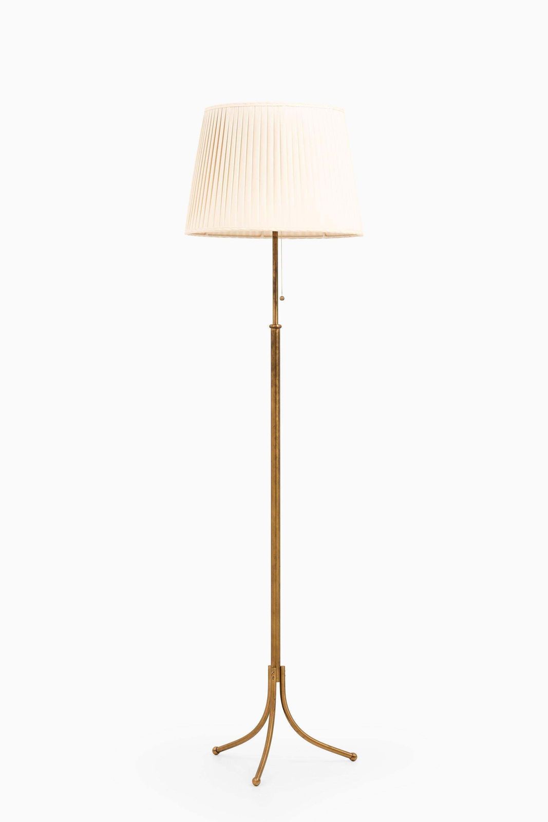 Height Adjustable Floor Lamp In Brass And Lamp Shade By Josef Frank, 1950's photo 5521.0