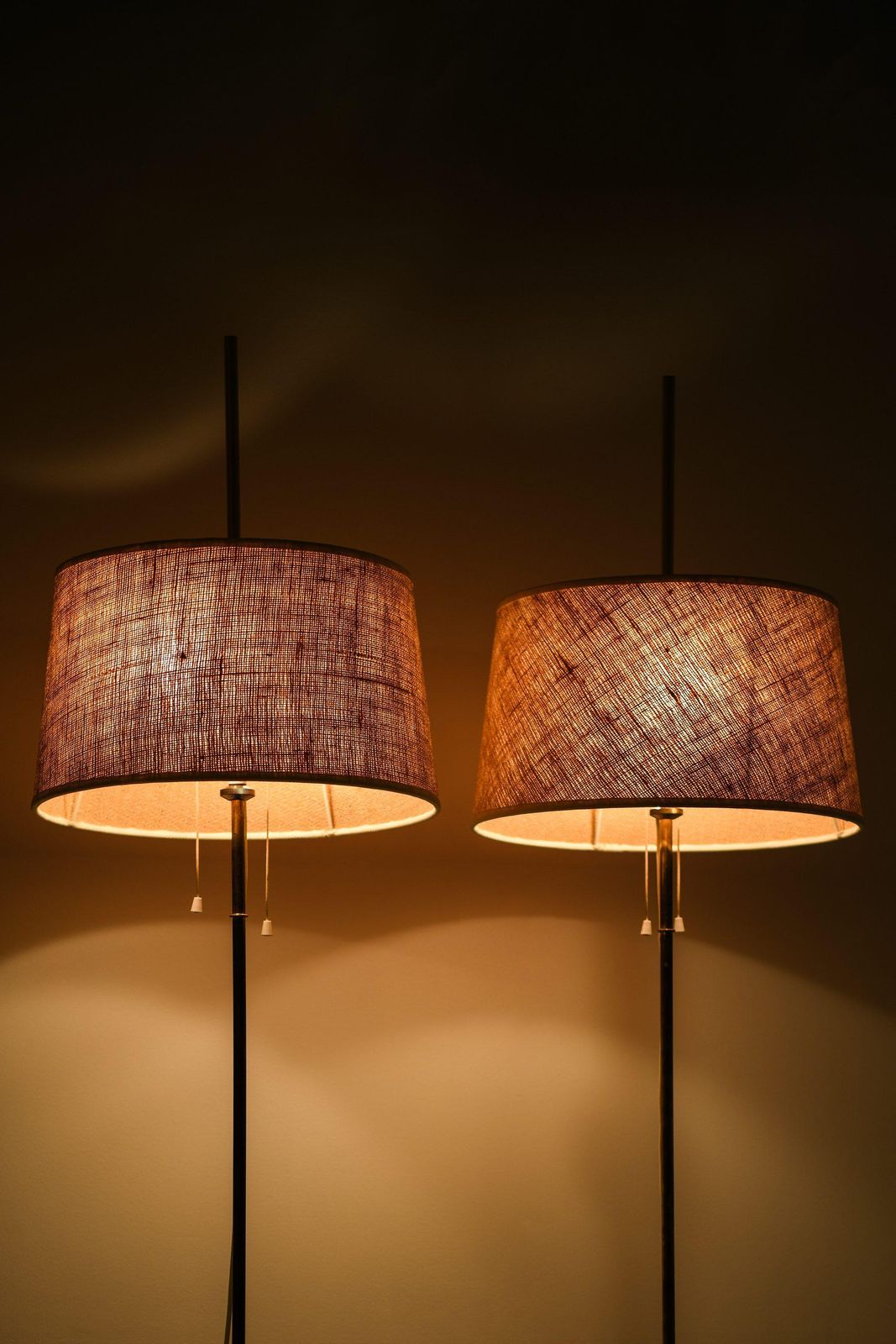 Floor Lamps In Brass And Original Lamp Shades By Hans Agne Jakobsson, 1950's photo 6795.0