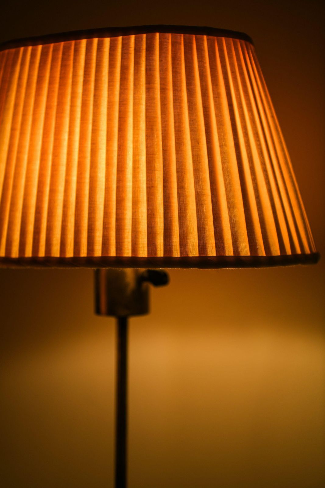 Pair Of Floor Lamps In Cherrywood, Brass And Lamp Shades By Josef Frank, 1950's photo vintage