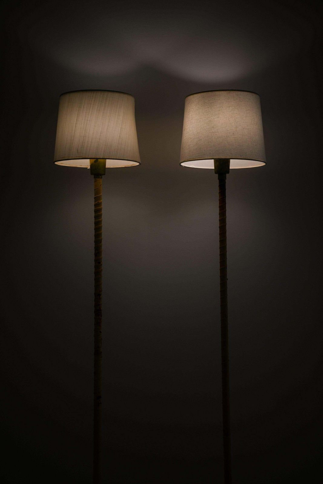 Floor Lamps In Leather, Brass And Lamp Shades By Lisa Johansson Pape, 1950's photo buy