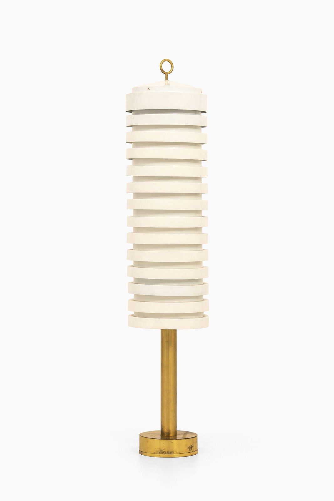 Floor Lamp In Brass And White Lacquered Metal By Hans Agne Jakobsson, 1950's photo for sale