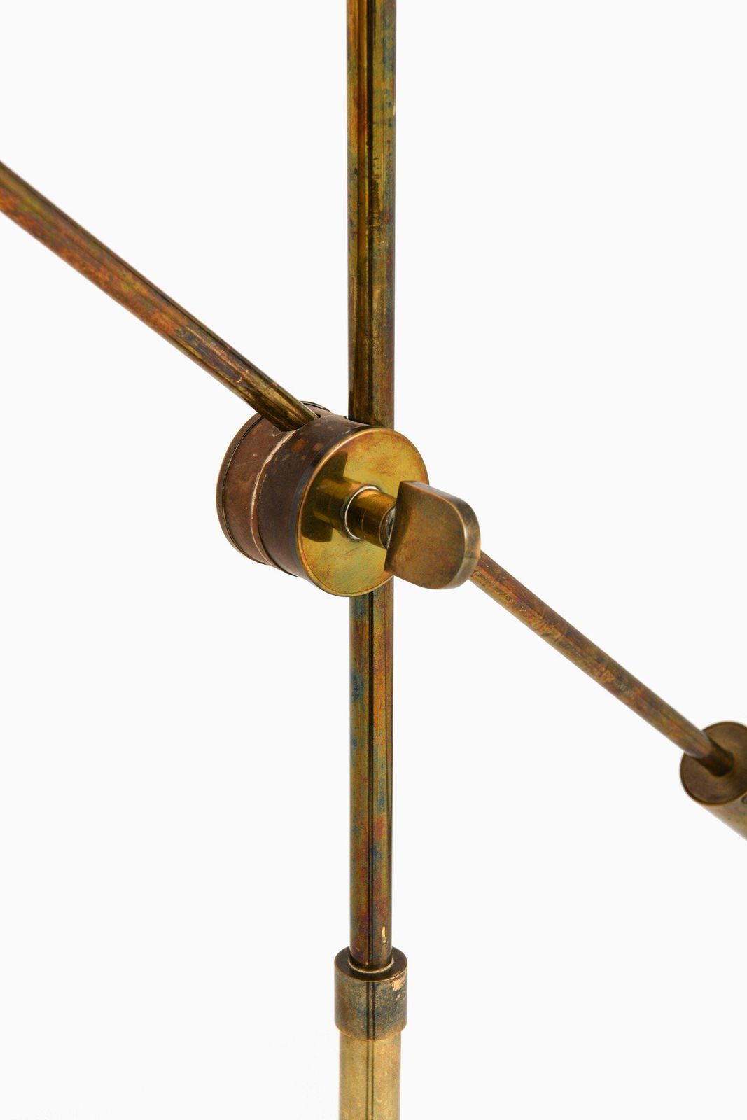 Floor Lamp In Brass And Original Yellow Lamp Shade, 1950's photo buy