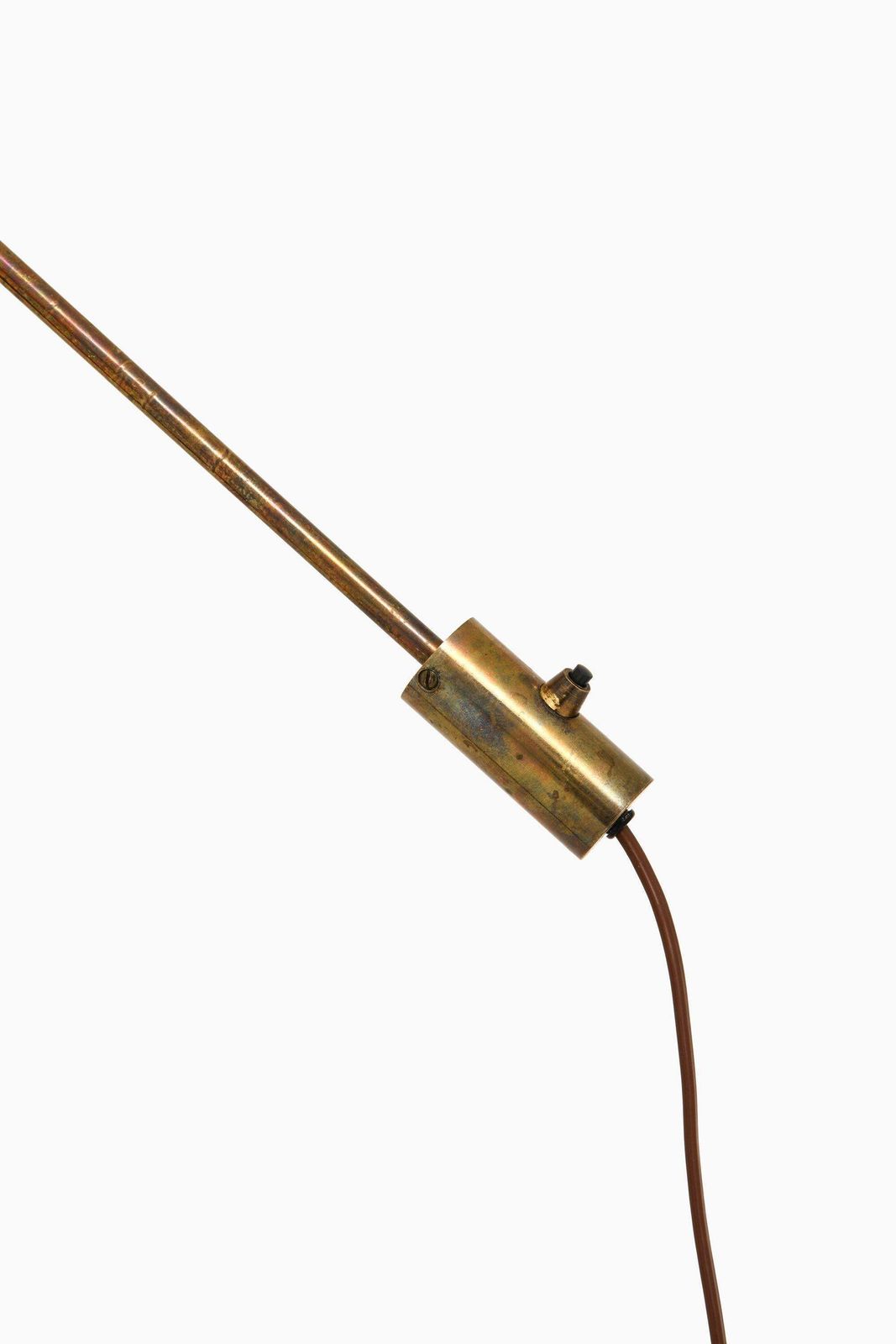 Floor Lamp In Brass And Original Yellow Lamp Shade, 1950's photo vintage