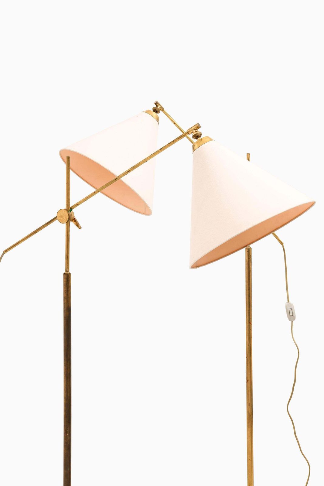 Pair Of Floor Lamps In Brass And Original Shades By T.H. Valentiner, 1960's photo furniture