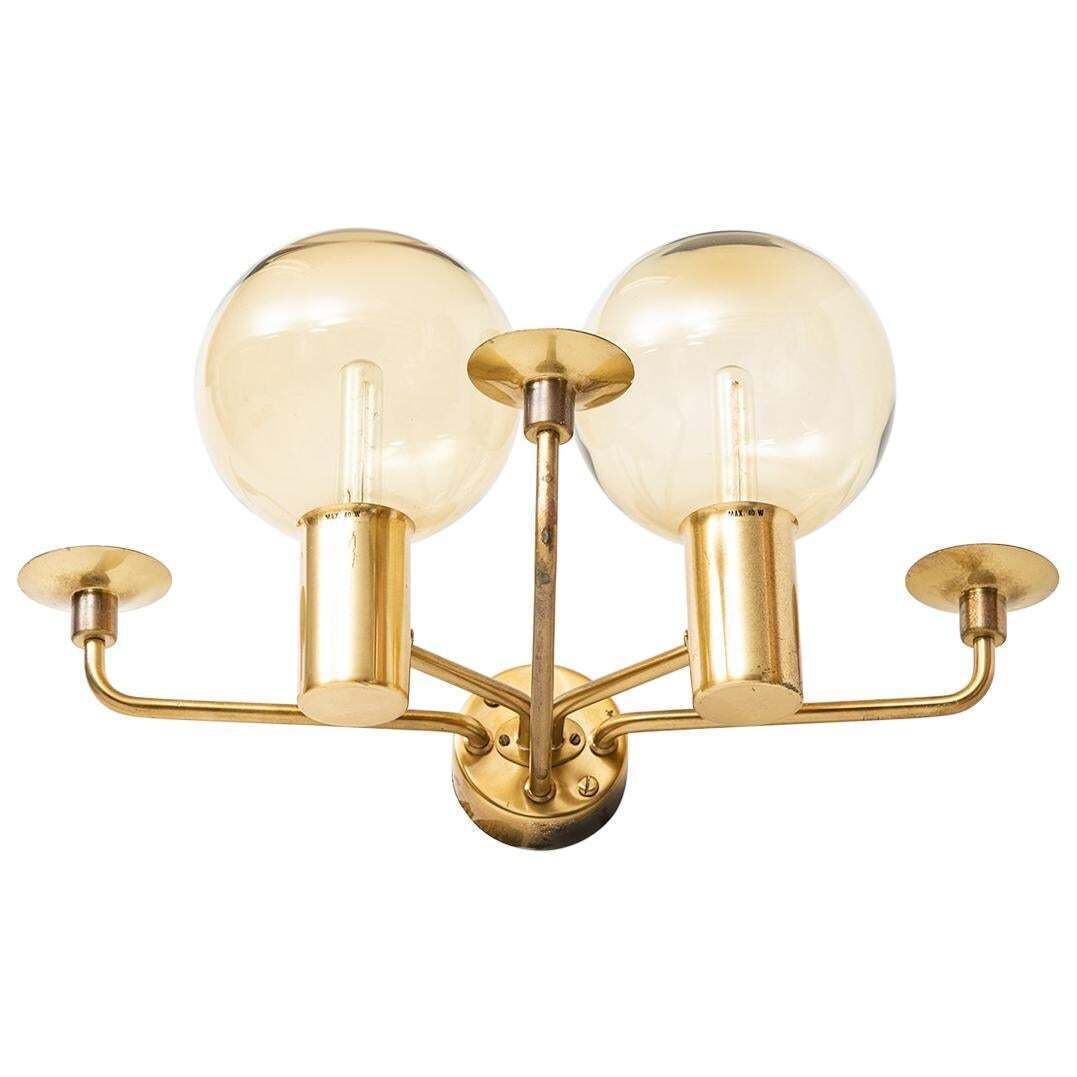 Hans Agne Jakobsson Wall Lamps Model V 149/2 In Brass And Glass