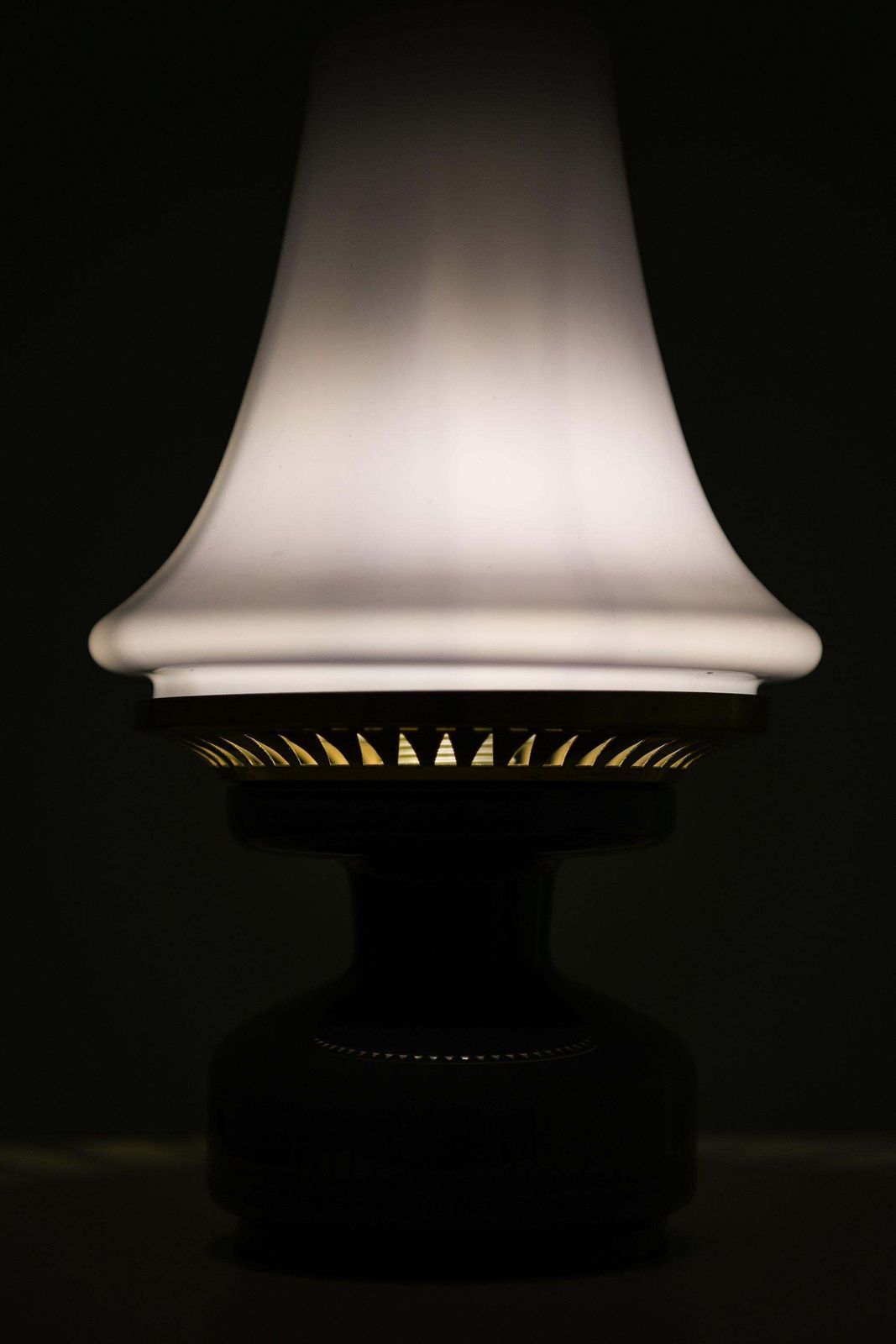 Table Lamp In Brass And Glass By Hans Agne Jakobsson, 1950’s photo Lighting