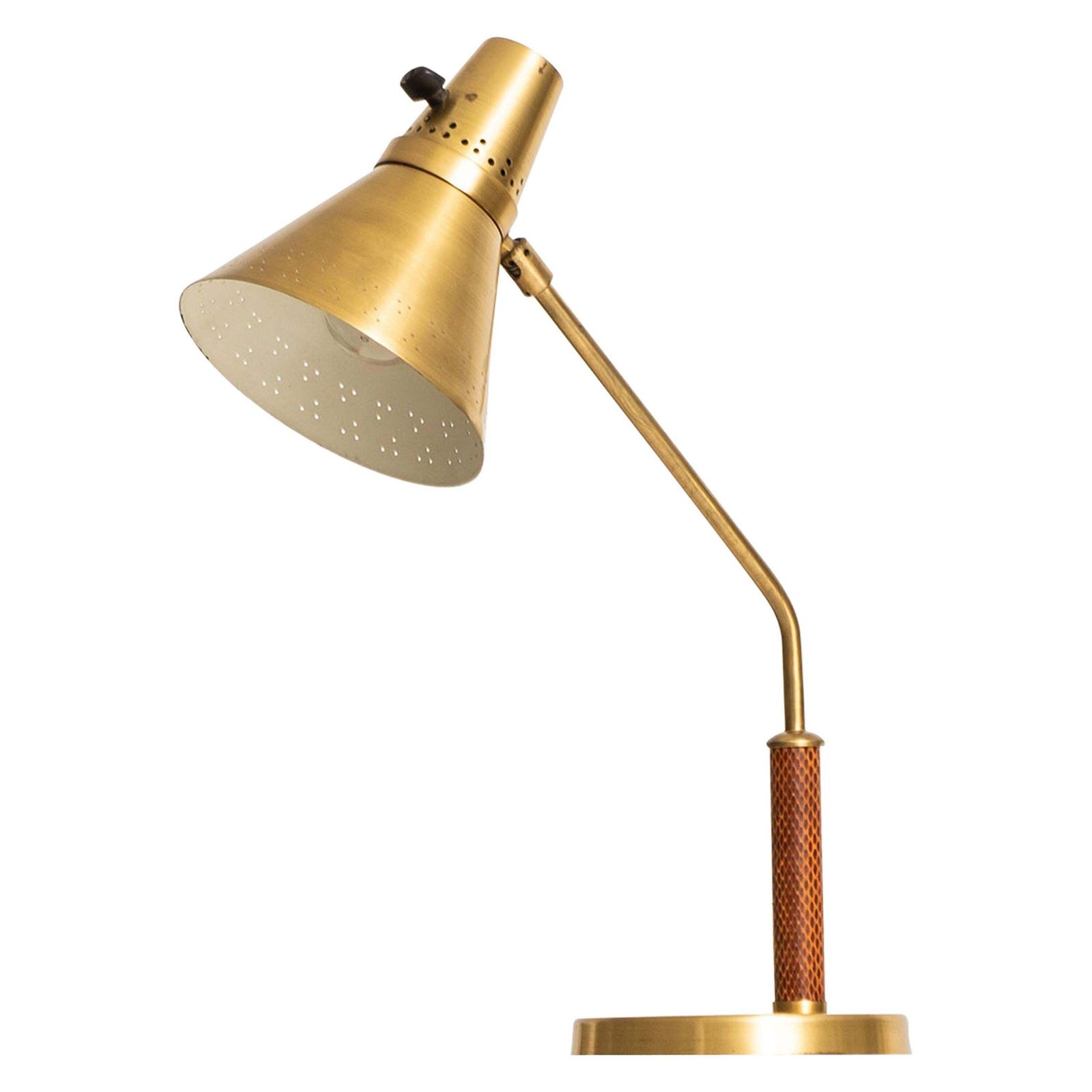 Table Lamp In Brass And Snakeskin Produced By Ab E. Hansson & Co In Sweden