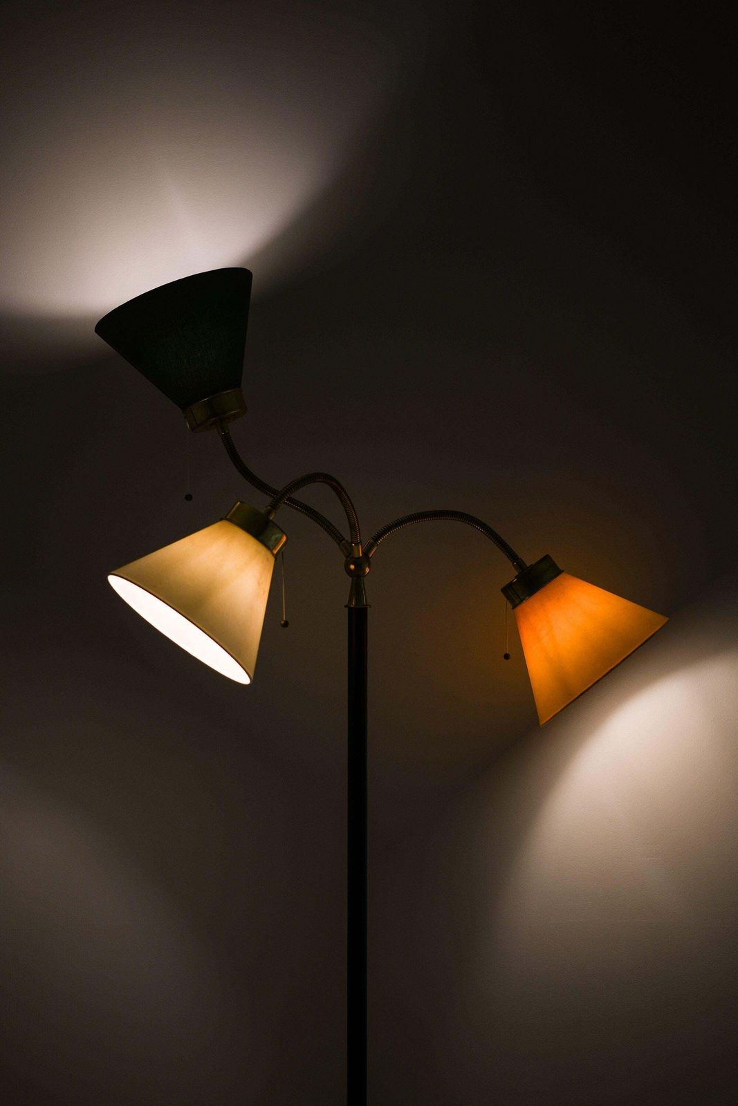 Floor Lamp In Brass, Black Metal And Original Shades By Josef Frank, 1938 photo buy