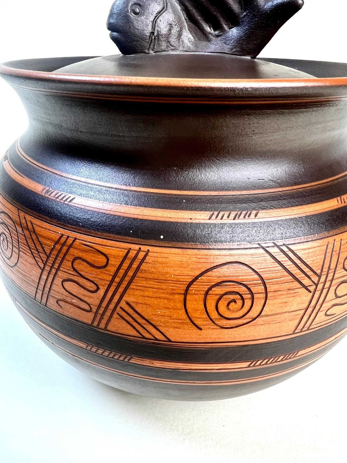 Vintage Swiss Studio Pottery Lidded Ceramic Pot By Frick, Handmade Folk Art Canister photo buy