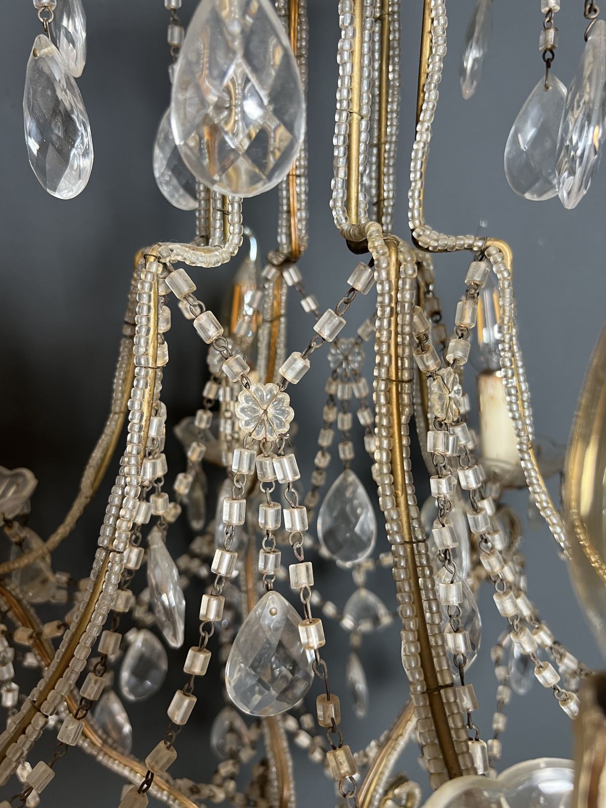 Italian Pearl And Crystal Chandelier photo vintage