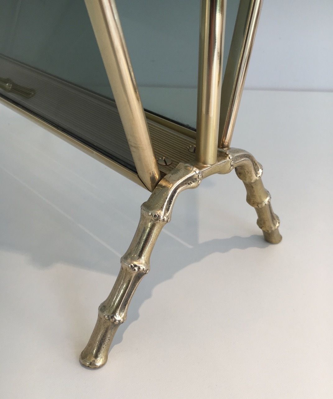 photo furniture Faux Bamboo Style Magazine Rack In Bronze From Maison Baguès
