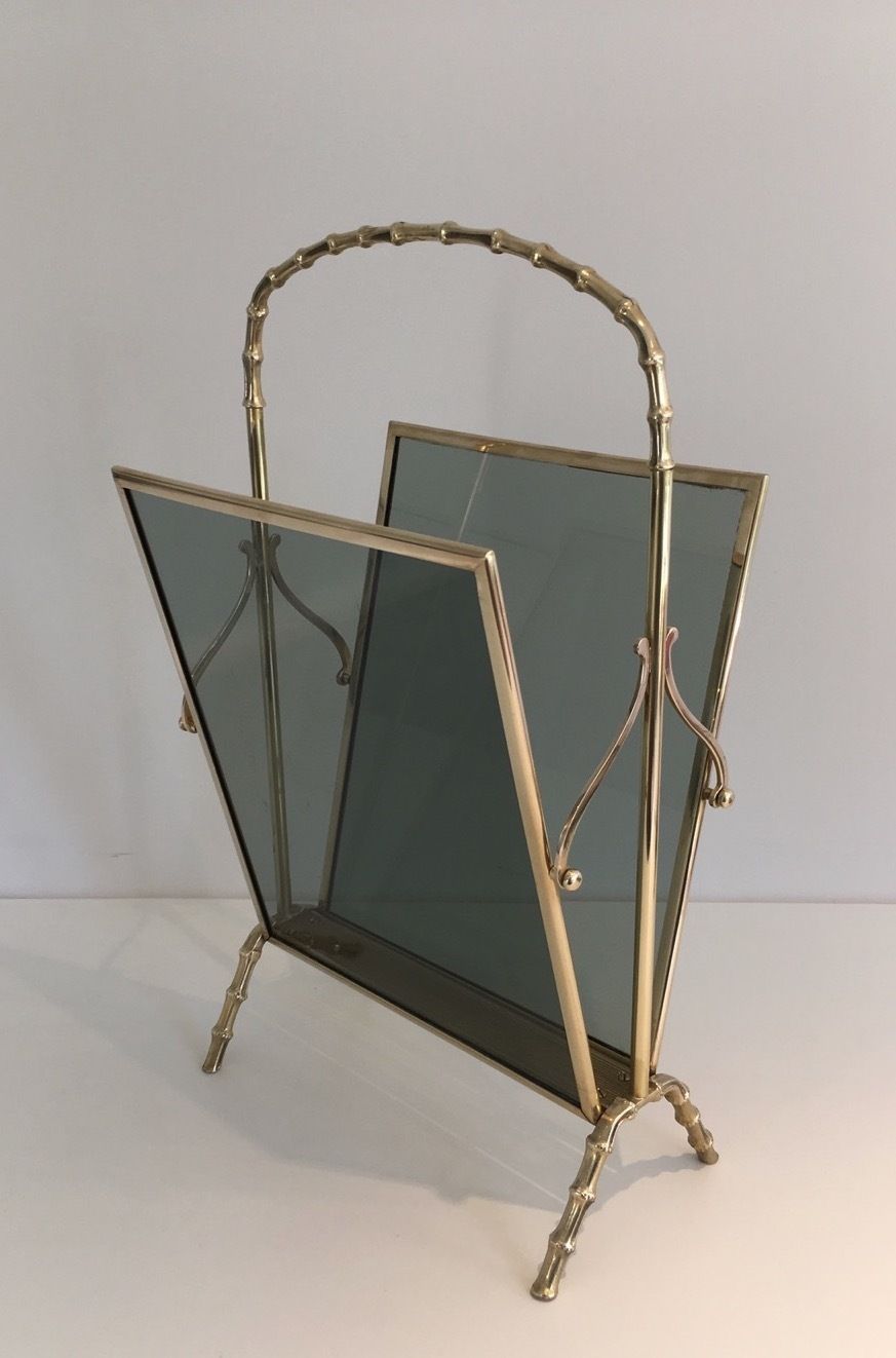 1250.0 Faux Bamboo Style Magazine Rack In Bronze From Maison Baguès photo