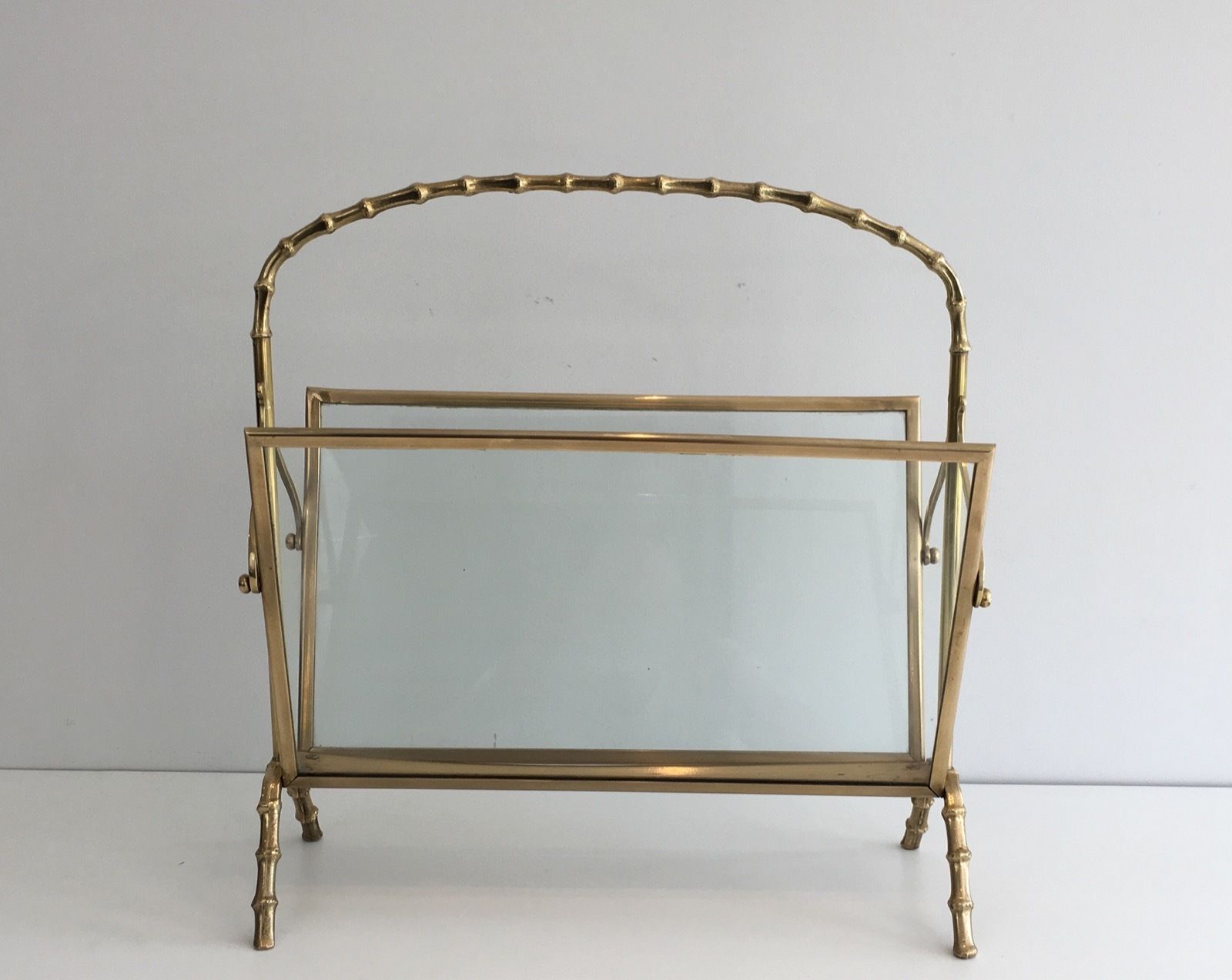 Faux Bamboo Style Magazine Rack In Brass From Maison Baguès photo furniture
