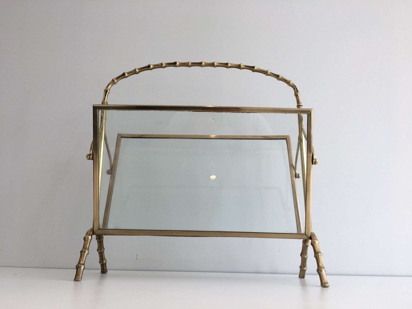 photo vinterior Faux Bamboo Style Magazine Rack In Brass From Maison Baguès