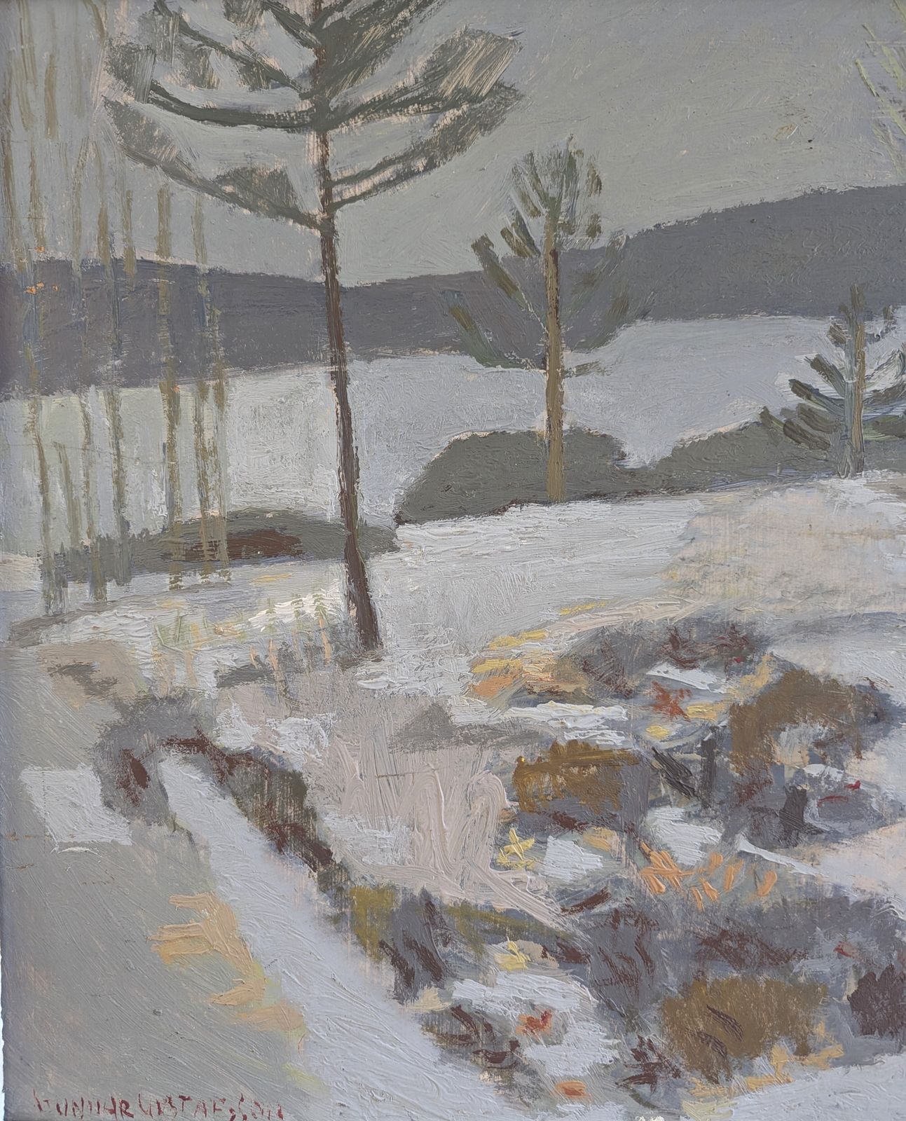 Quiet Season, Oil Painting, Mid 20th Century photo vintage