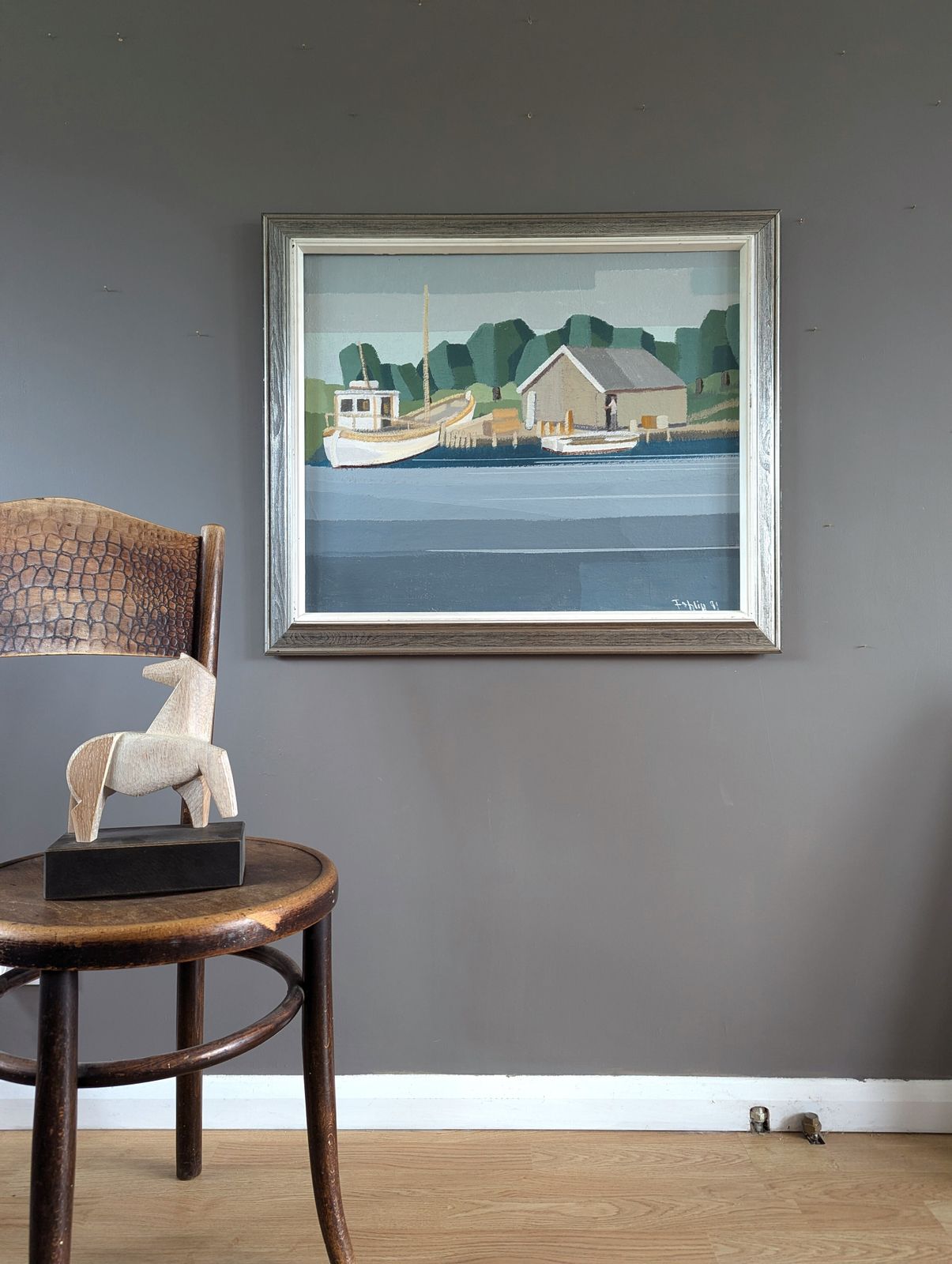 578.0 The Boathouse, Oil Painting, 1990s photo