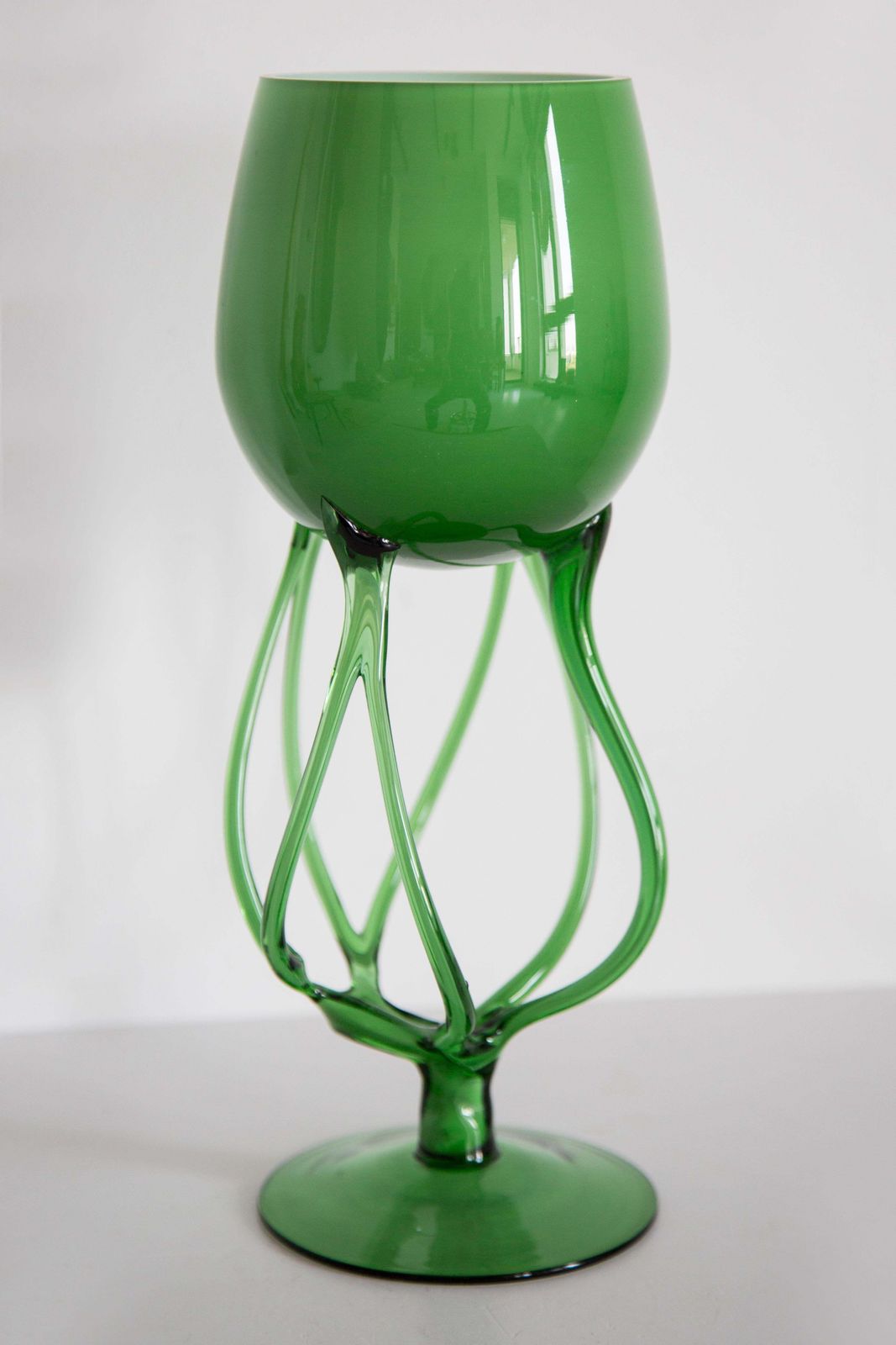 Mid Century Vintage Artistiek Groen Groot Glazen Vaas, Polen, Europa, Jaren 1970 photo Woonaccessoires