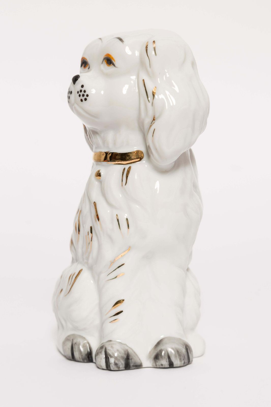 Mid Century Small White Spaniel Dog Sculpture, Italy, 1960s photo vintage