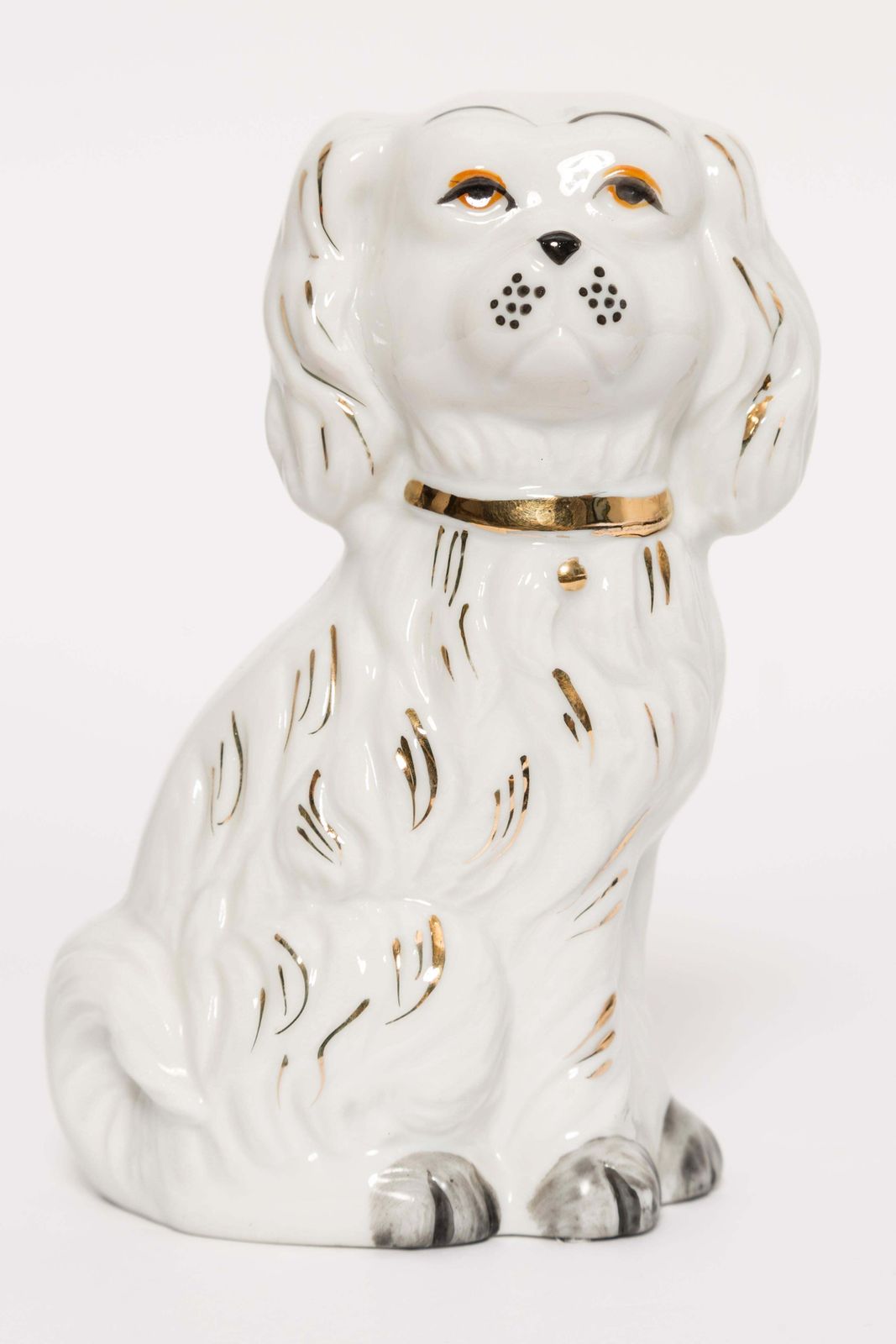 photo furniture Mid Century Small White Spaniel Dog Sculpture, Italy, 1960s