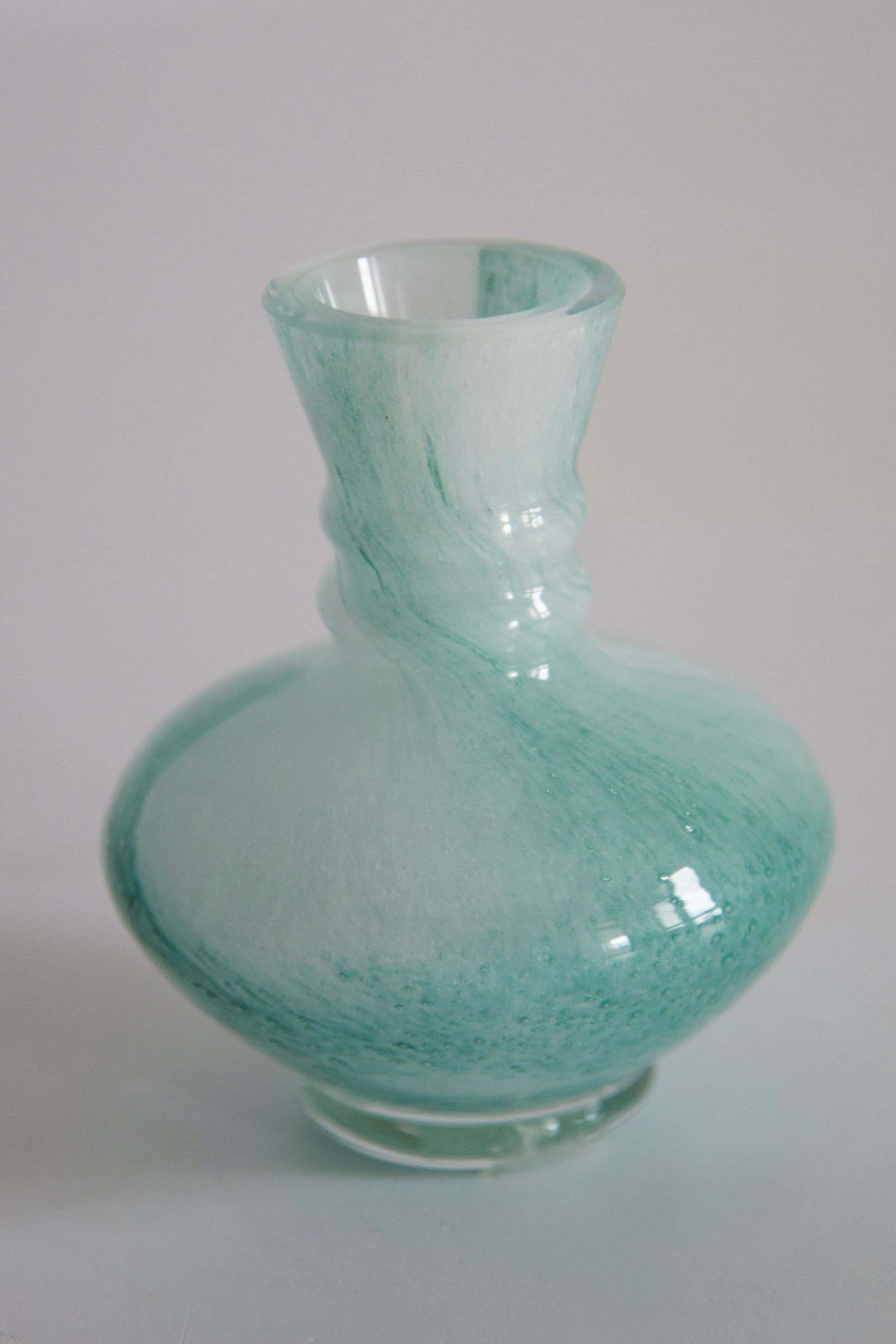 Mid Century Murano Glass White And Green Mini Vase, Europe, 1990s photo buy