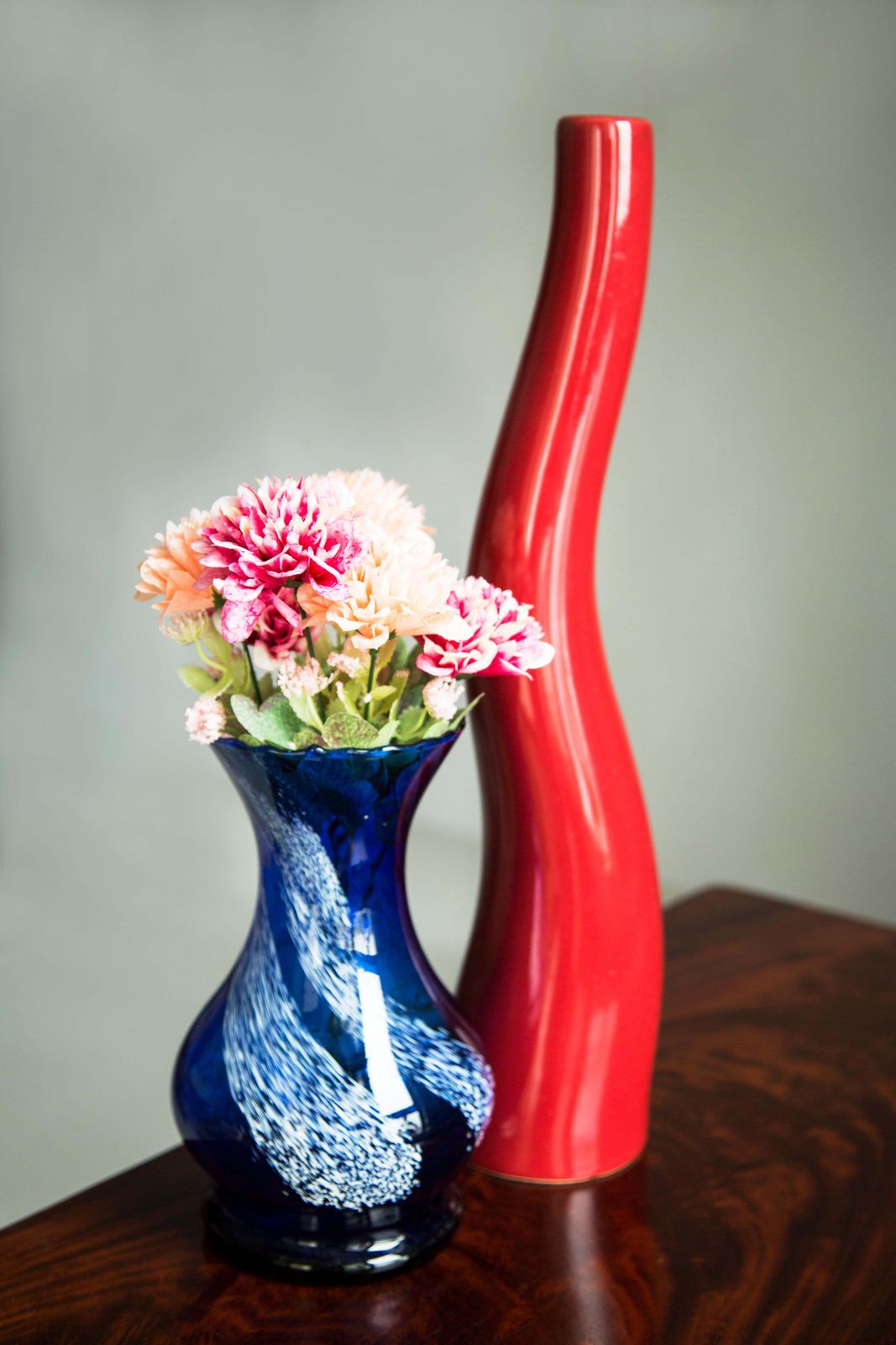 Mid Century Vintage Blue And White Artistic Glass Vase, Europe, 1970s photo for sale