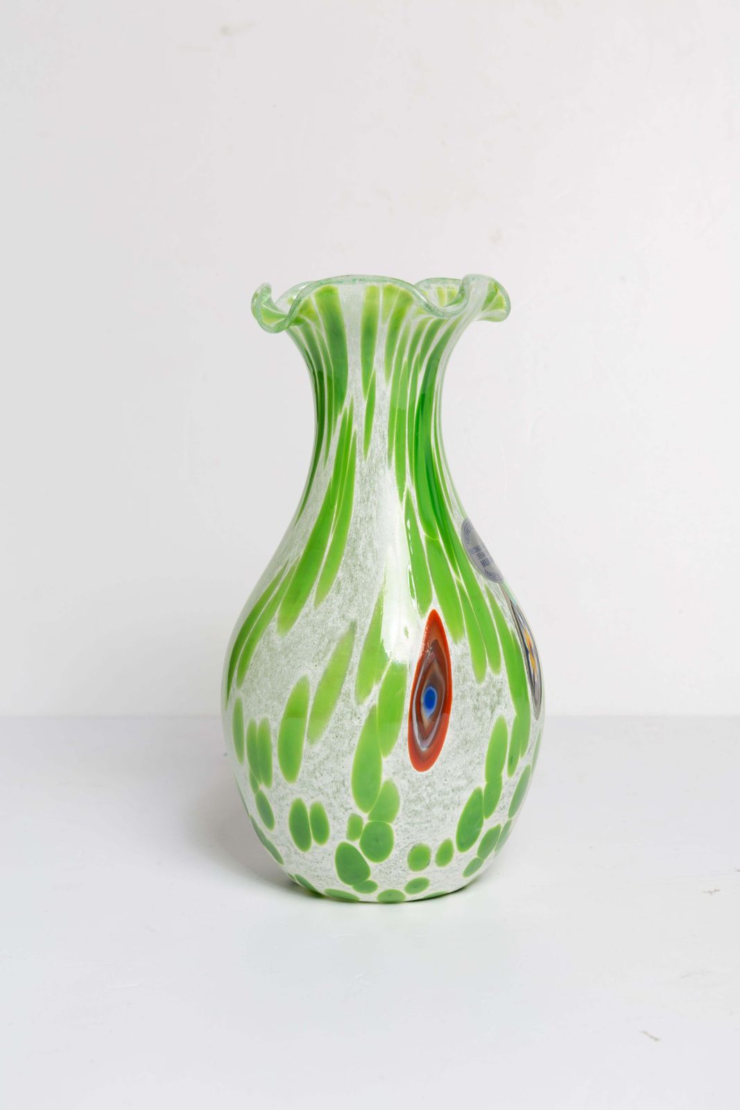 photo furniture Mid Century Vintage Green Dots Small Murano Vase, Italy, 1960s