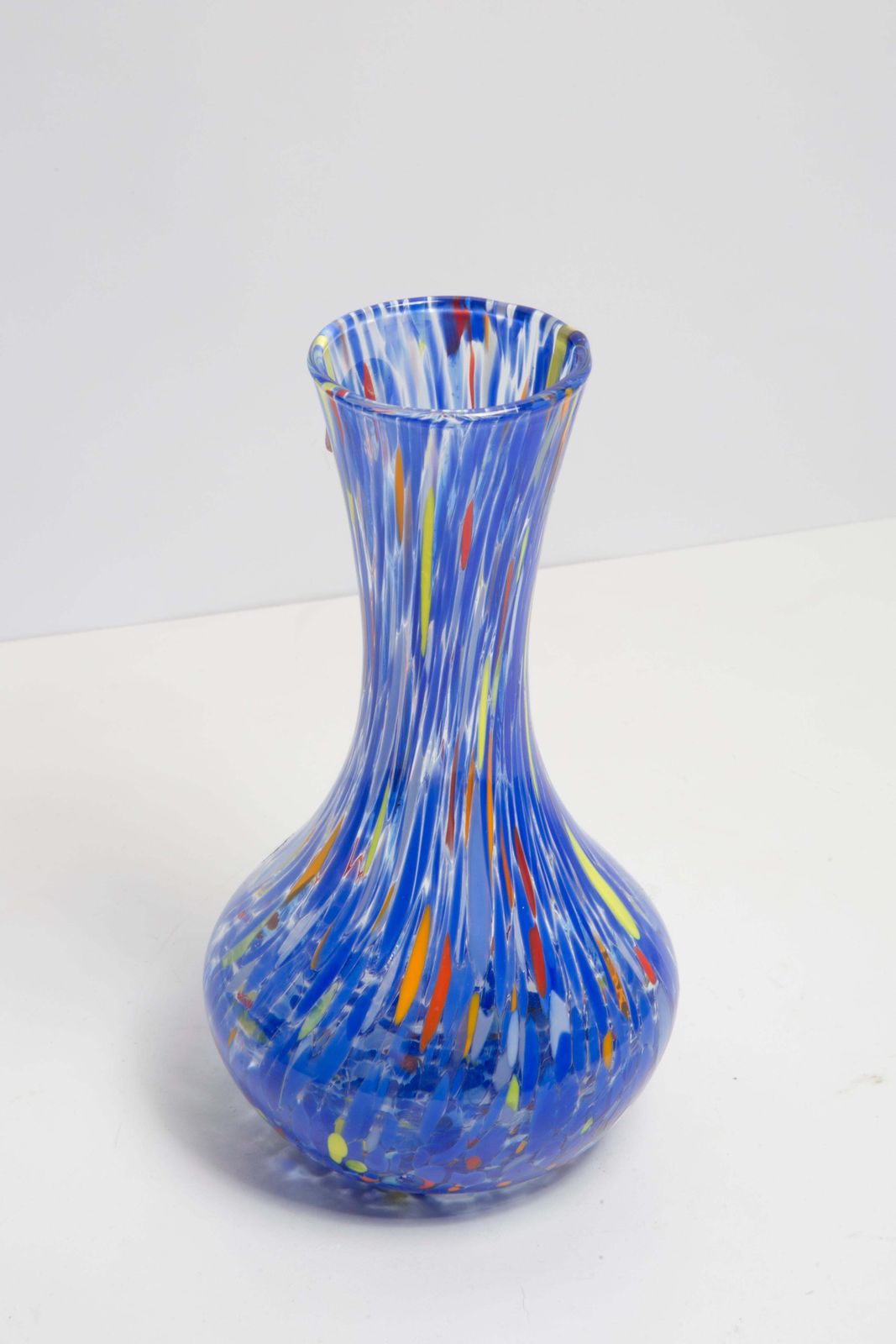 Mid Century Vintage Blue Dots Small Murano Vase, Italy, 1960s photo vinterior