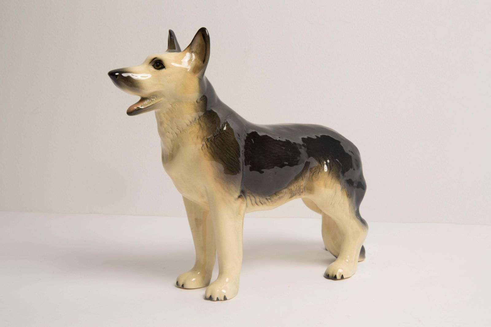Midcentury German Shepherd Ceramic Dog Sculpture, Europe, 1960s photo vintage