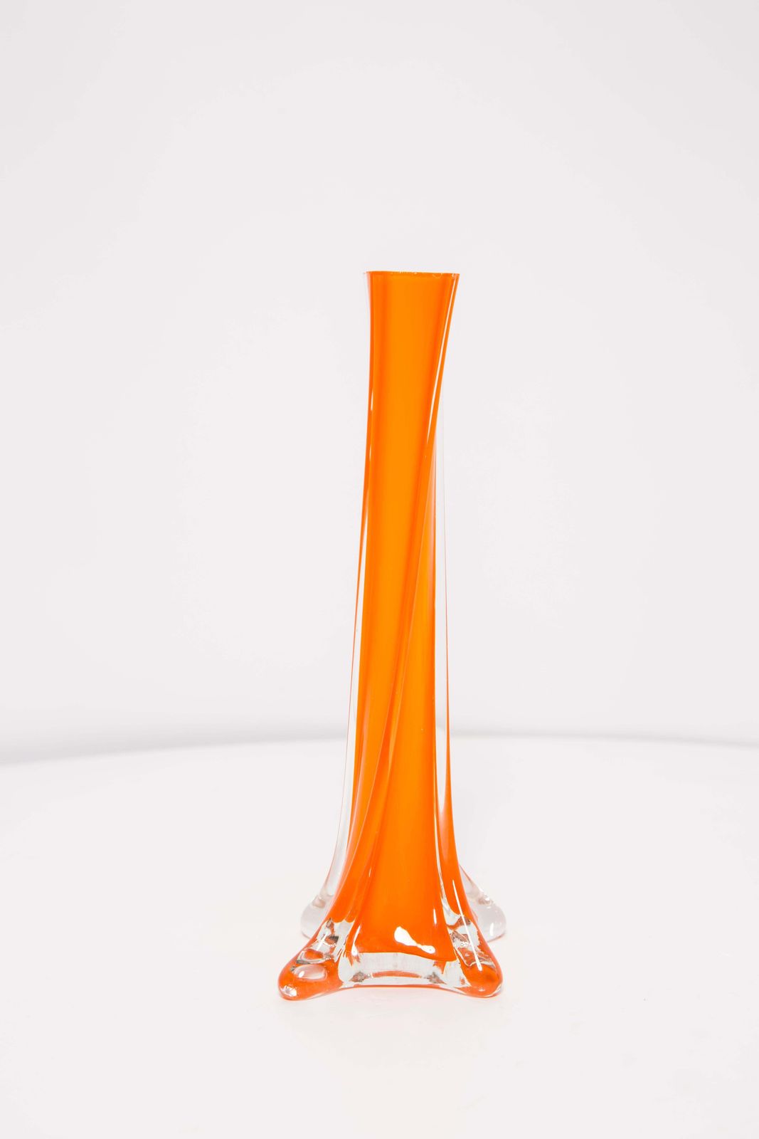 Midcentury Vintage Slim Orange Decorative Glass Vase, Europe, 1960s photo buy