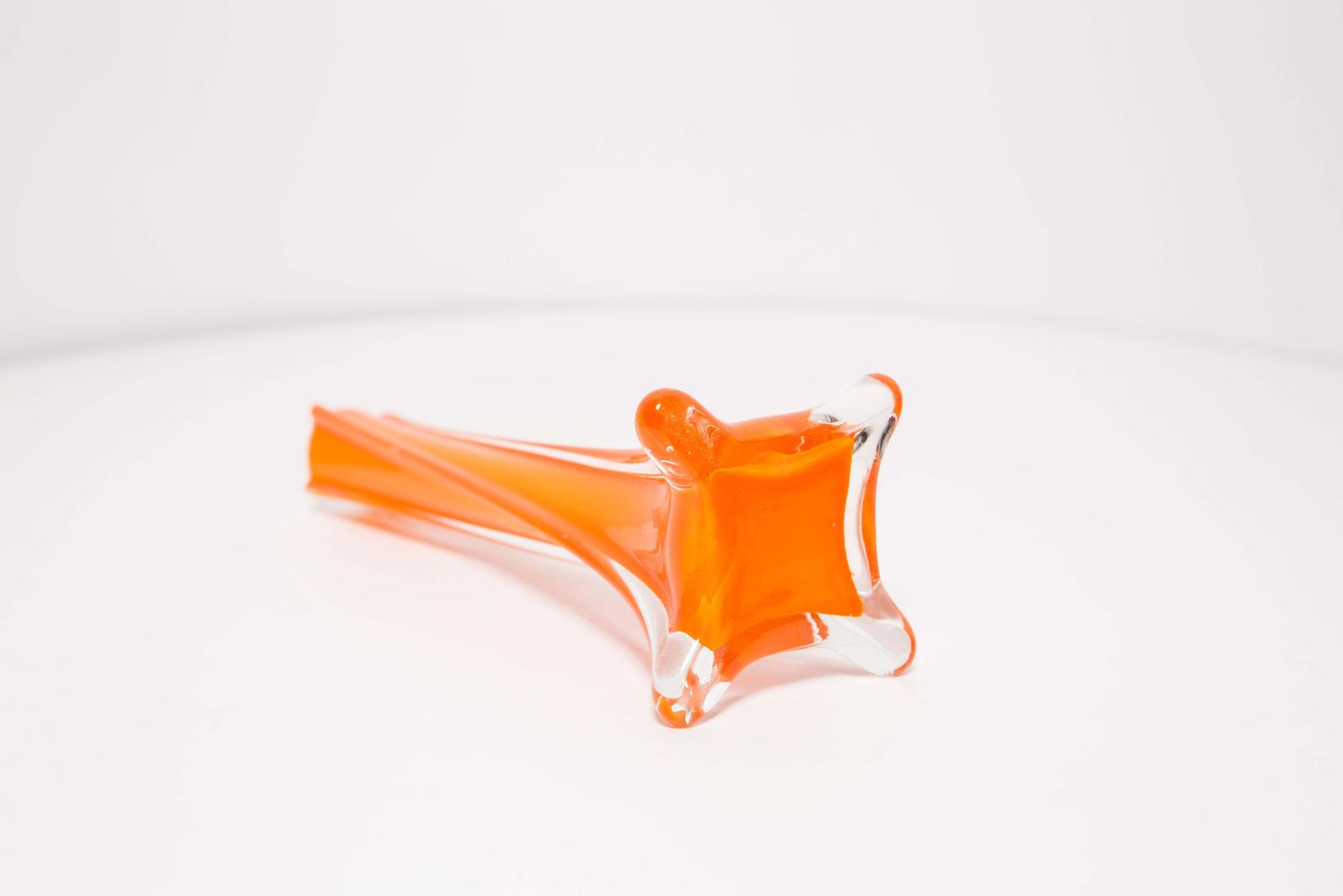 photo furniture Midcentury Vintage Slim Orange Decorative Glass Vase, Europe, 1960s