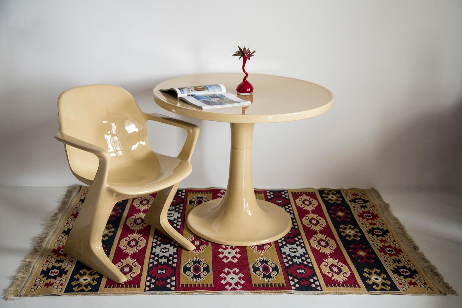 Midcentury Boho Style Wool Carpet, 1960s photo for sale